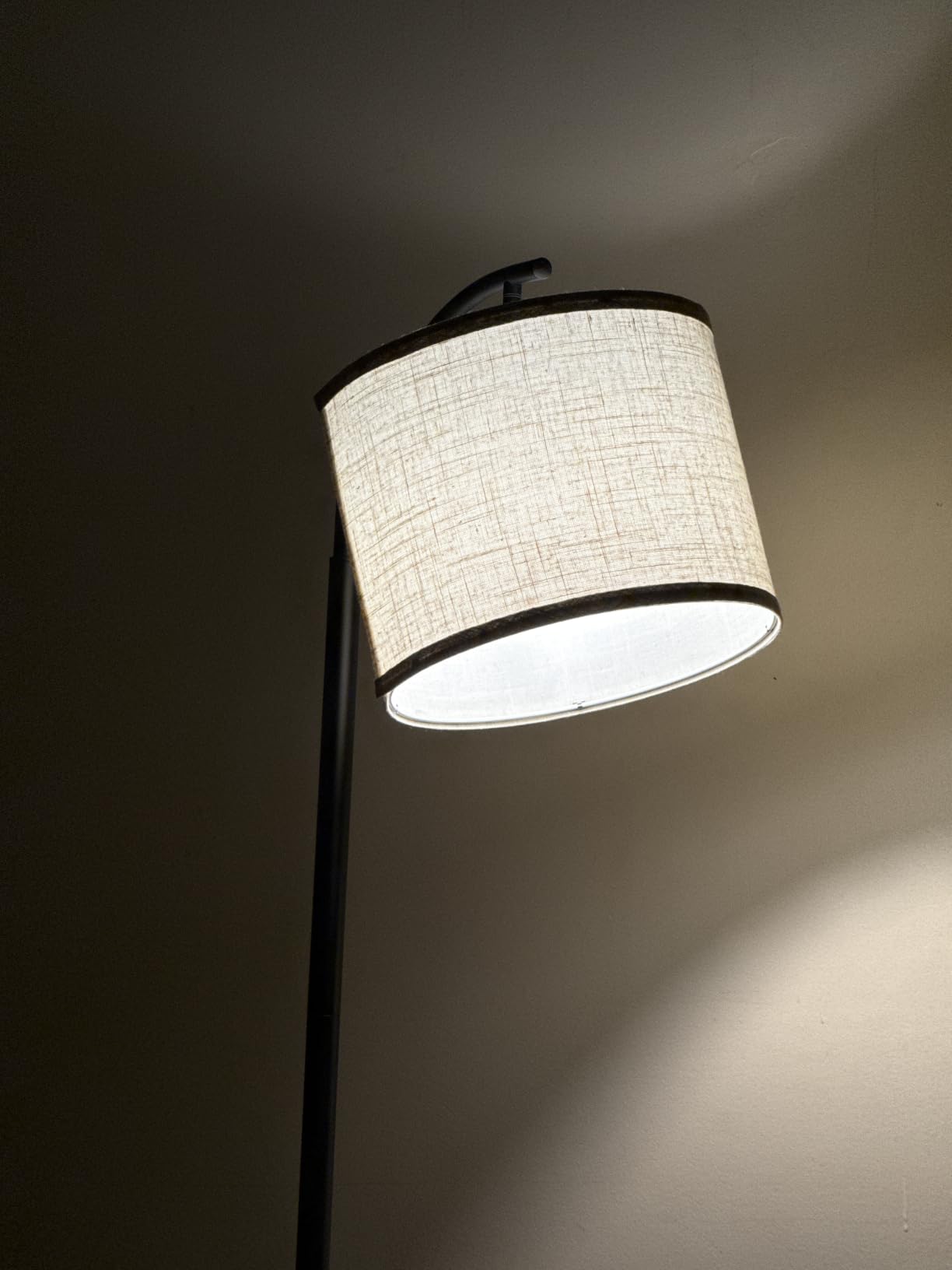 ROTTOGOON Floor Lamp for Living Room with 3 Color Temperatures LED Bulb, Standing Lamp Tall Industrial Floor Lamp Reading for Bedroom, Office (9W LED Bulb, Beige Lampshade Included) - Black customer photo 2