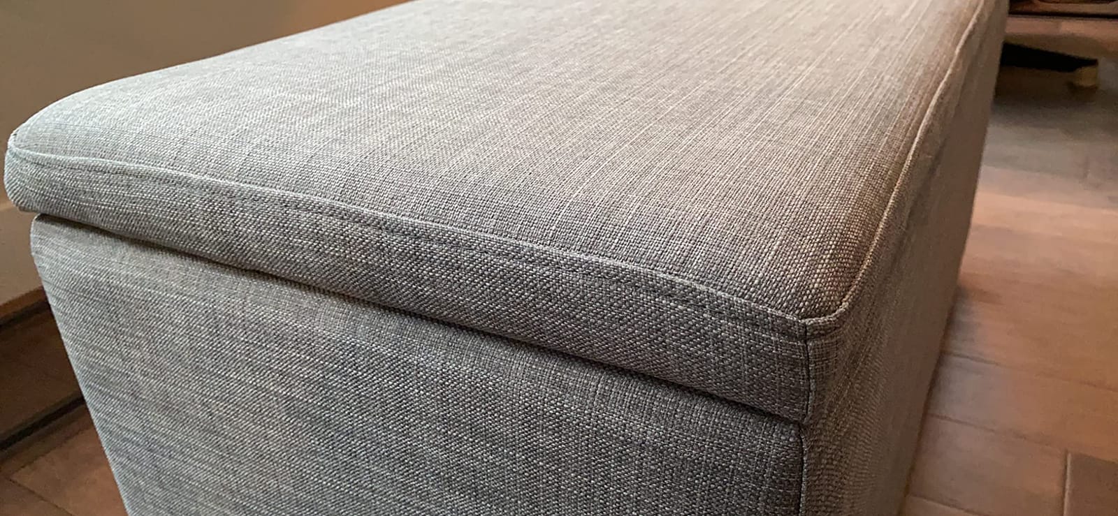 Amazon Basics Upholstered Storage Ottoman Bench with Soft Close Lid, Child-Safety Hinge, No Assembly Required, 35.5