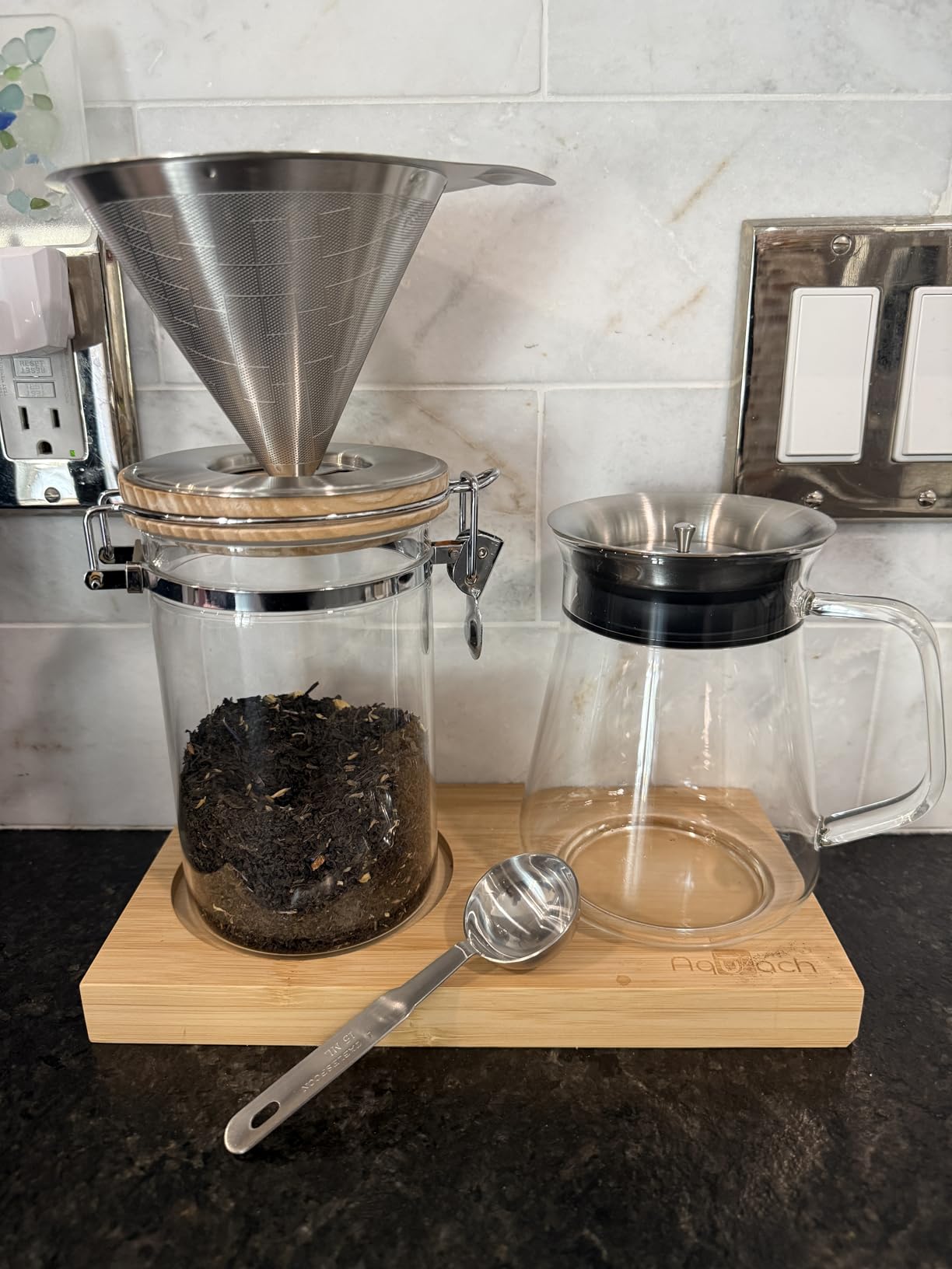 Aquach 28oz Pour Over Coffee Maker Set, Glass Carafe with Reusable Filter | Dishwasher Safe, Sharing Capacity, 304 Stainless Filter, Borosilicate Glass, Plastic Free Brewer customer photo 1