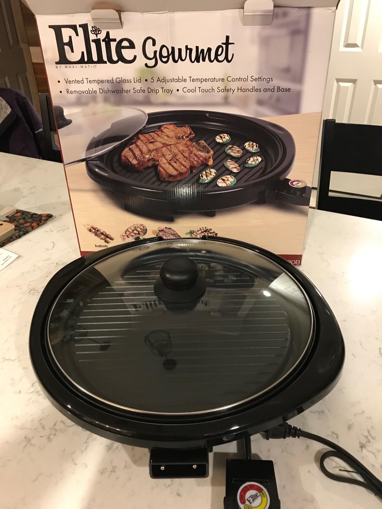 Elite Gourmet EMG6505G Indoor Electric BBQ Grill, Non-Stick, 12