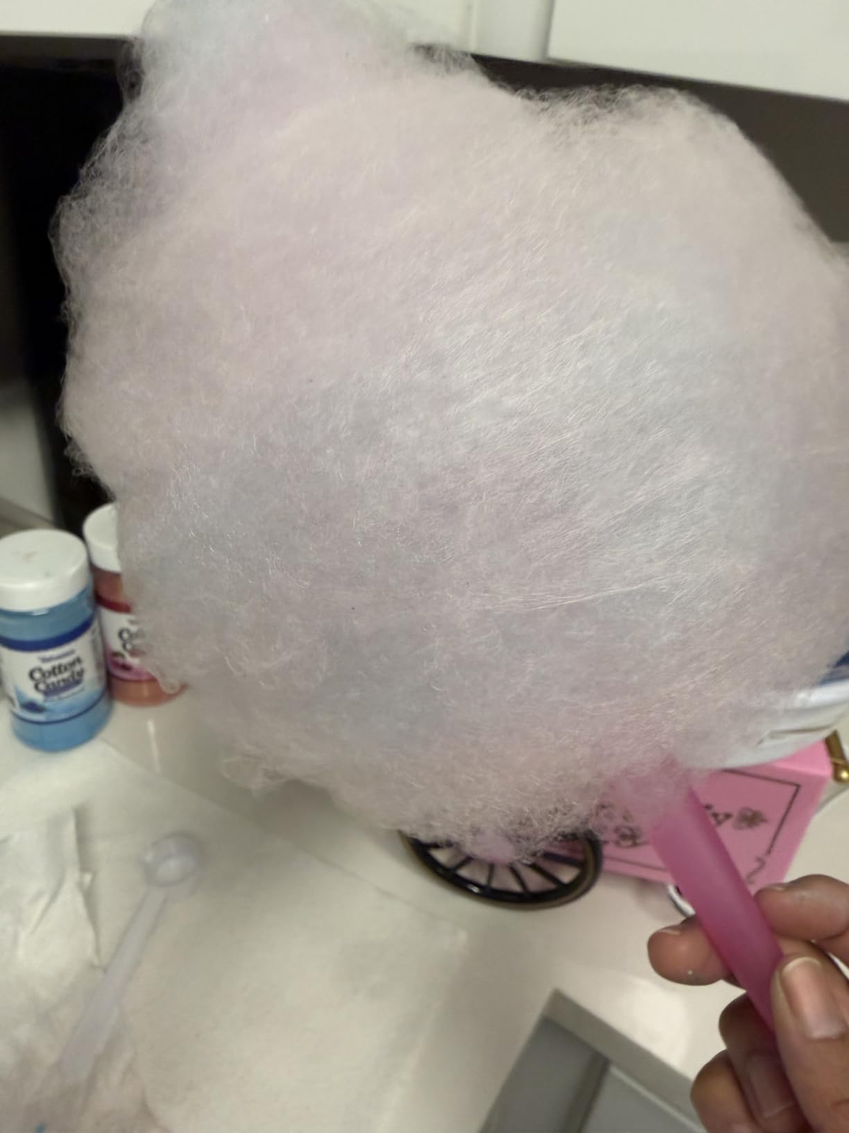 Nostalgia Vintage Cotton Candy Machine - Countertop Cotton Candy Maker With 2 Reusable Cones & 1 Sugar Scoop - Use Hard Candy or Sugar to Create Fluffy, Delicious Treats in Minutes-Pink customer photo 1