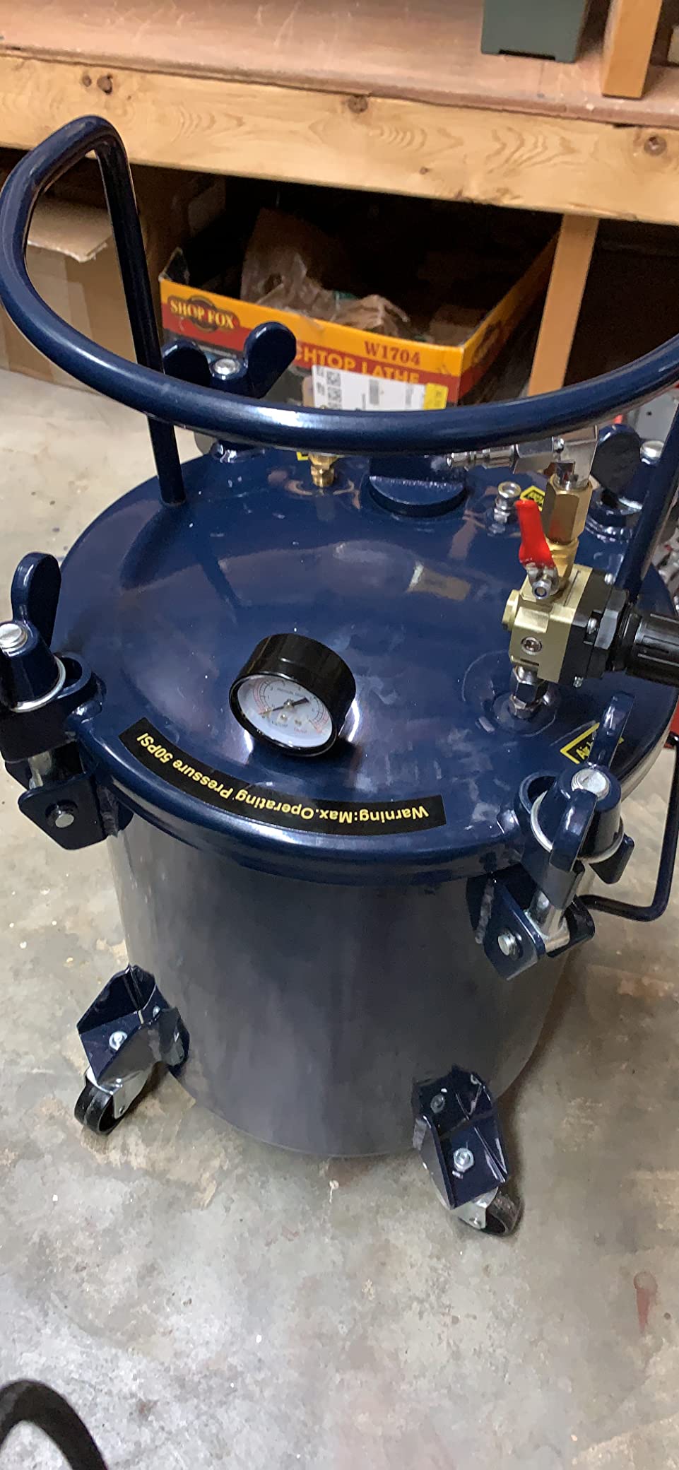TCP Global 5 Gallon (20 Liter) Heavy Duty Steel Pressure Pot | For Resin Casting with Clamp on Lid, Caster Wheels, Regulator, and Gauge - Pressure Pot for Epoxy Resin, Painting & Autobody customer photo 1