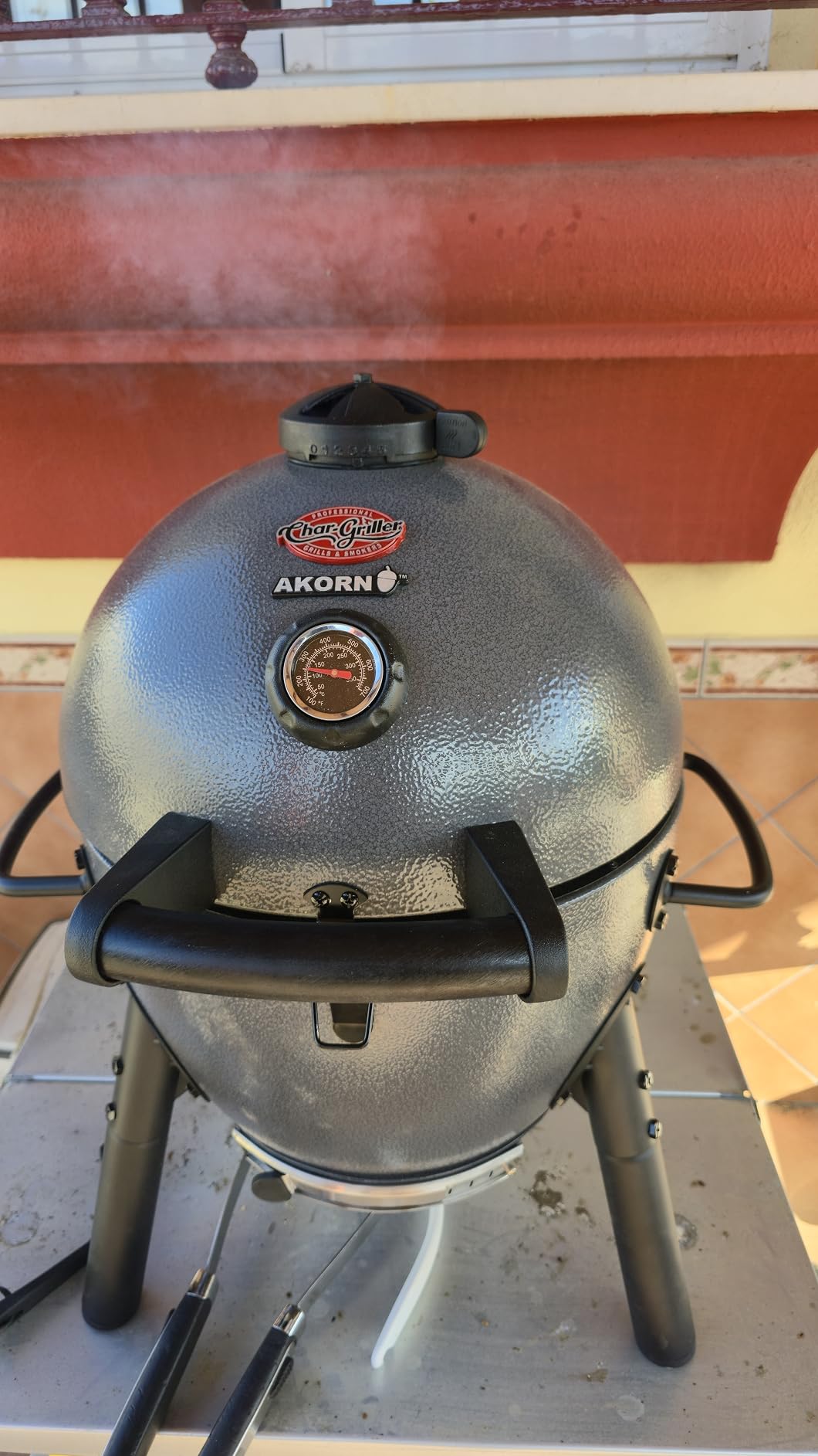 Char-Griller® AKORN® Jr. Portable Kamado Charcoal Grill and Smoker with Cast Iron Grates and Locking Lid with 155 Cooking Square Inches in Ash, Model E86714 customer photo 2