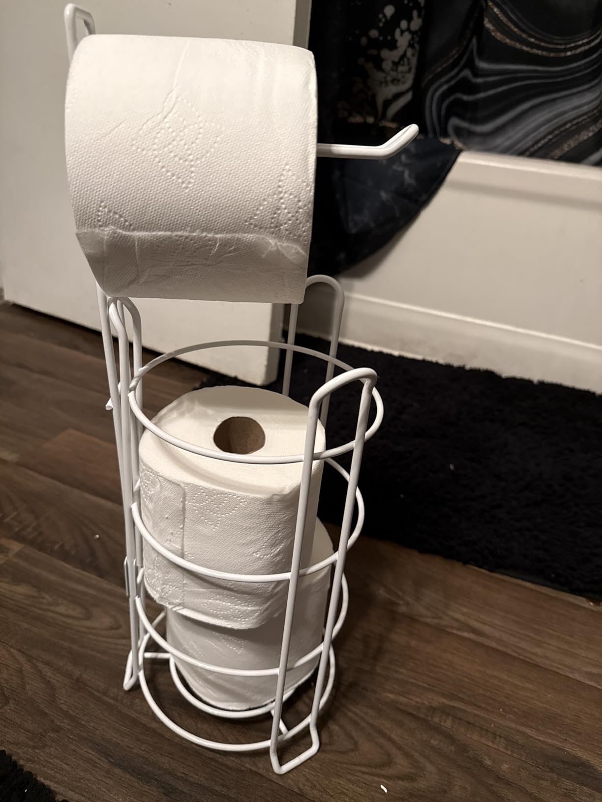 TomCare Toilet Paper Holder Stand Free Standing, Holds 4 Mega Rolls, Black customer photo 1