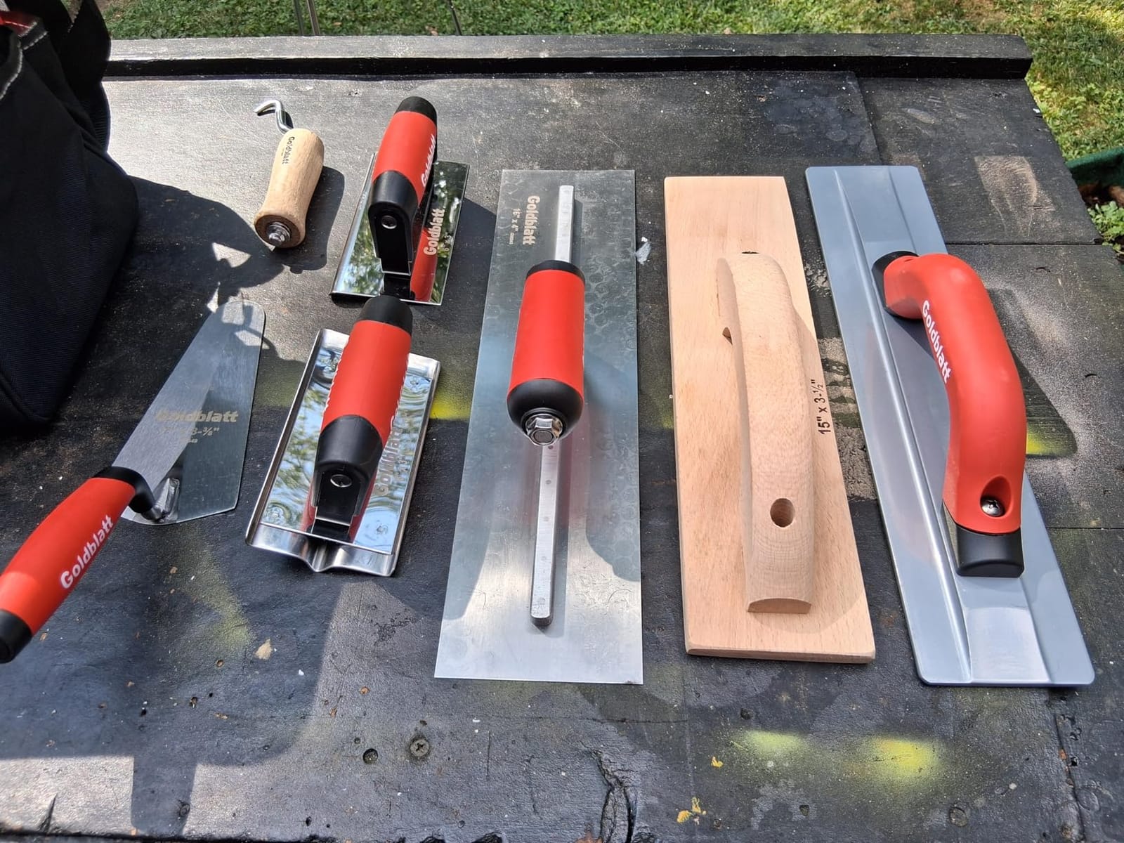 Goldblatt 8 Pieces Concrete Tools, Masonry Tool Kit for Cement Finishing | Hardened Steel Masonry Trowel, Magnesium Float, Concrete Hand Float, Groover, Edger, for Concrete Finishing & Cement Work customer photo 2