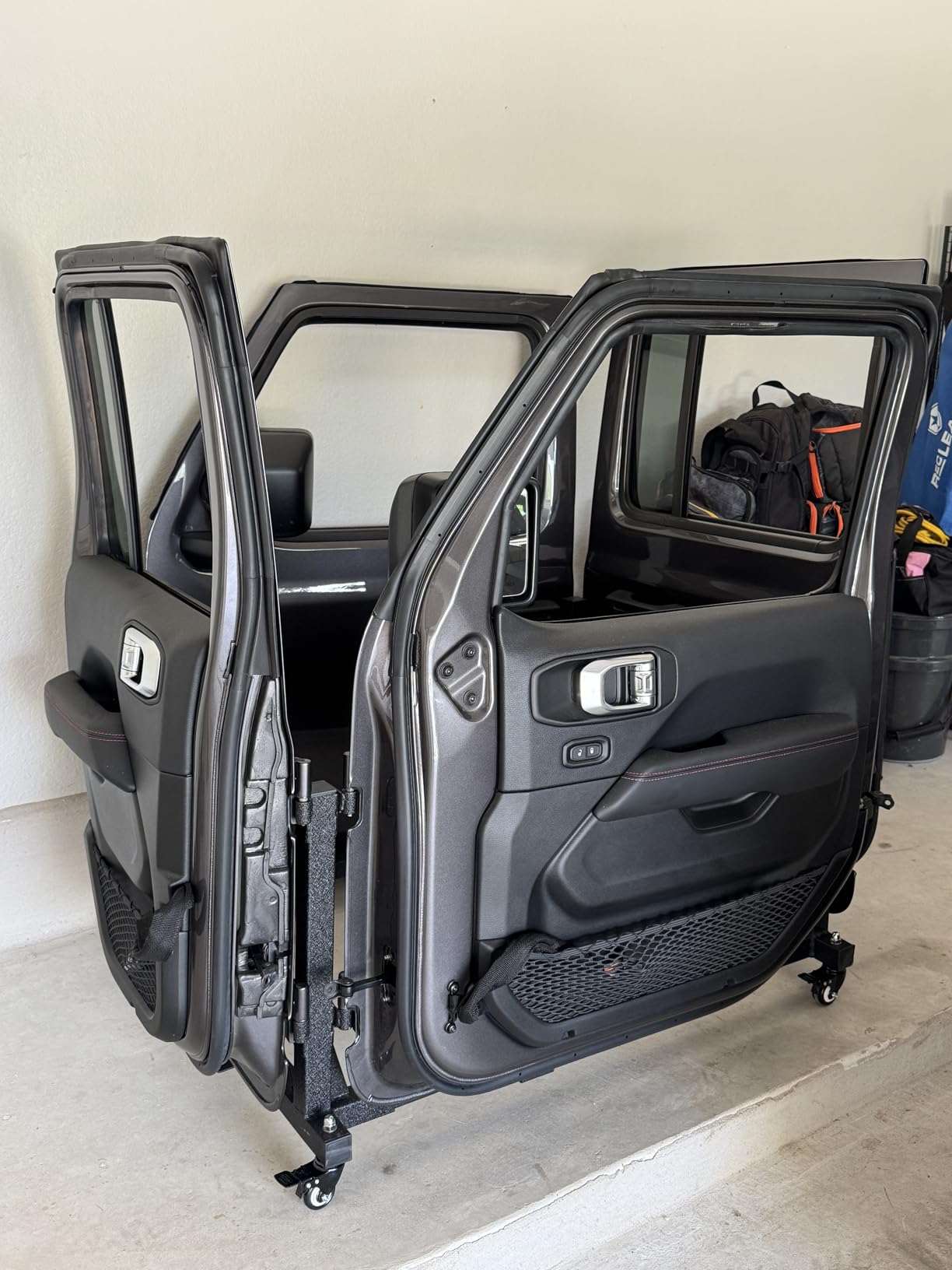 Jeep Door Storage Rack for Wrangler TJ YJ JL JK & Gladiator JT, 2-4 Door Holder | Heavy-Duty Carbon Steel, E-Coated & Powder Coated, Movable Design for Garage Storage customer photo 2