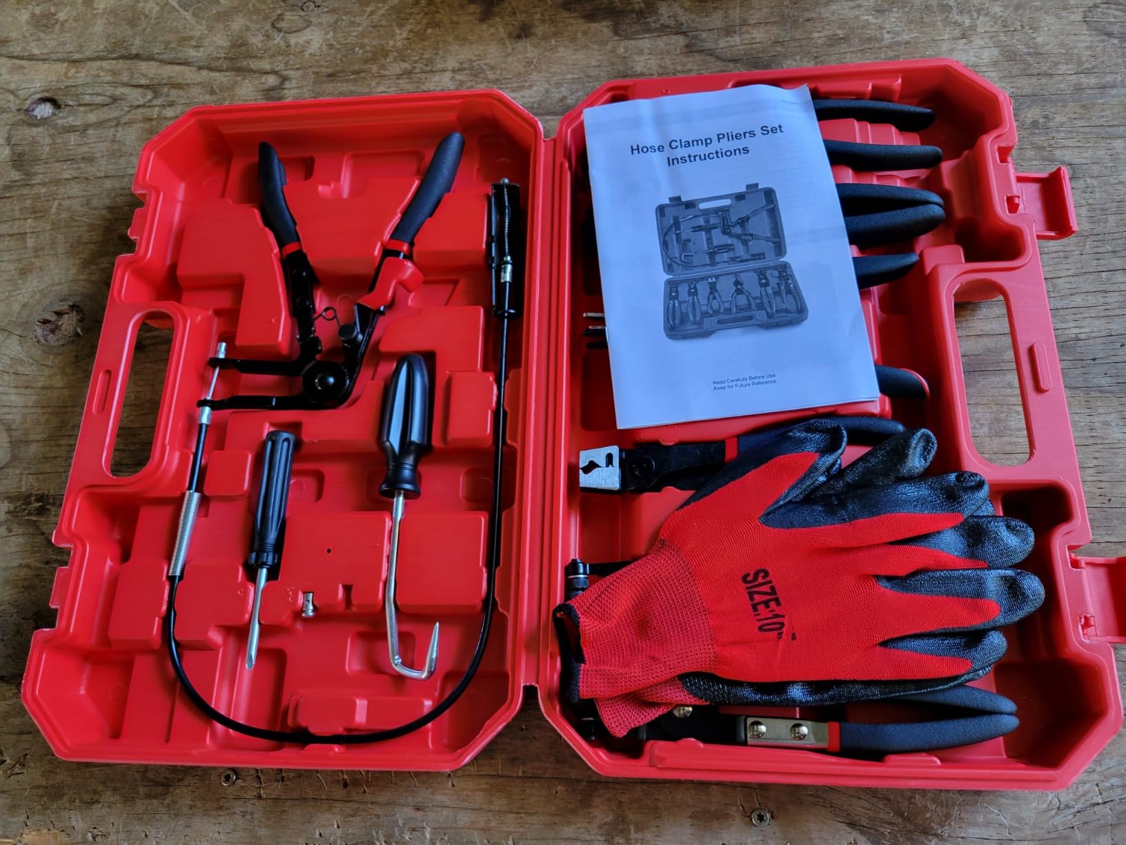 OMT 9pcs Hose Clamp Pliers for Fuel Oil & Water Hoses | Automotive Long Reach Hose Clamp Remover Kit with Flexible Wire Clic R Type Swivel Jaw Flat Band Pliers Case, Blue customer photo 1