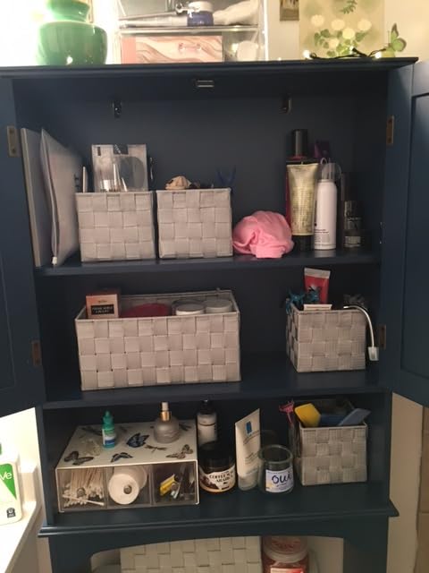 Yaheetech Over the Toilet Storage Cabinet, Bathroom Organizer, White | Adjustable Shelf Frees Up Floor Space, Open Compartment, 2 Beadboard Doors, Holds Towels, Anti-Tip Kit Included customer photo 1