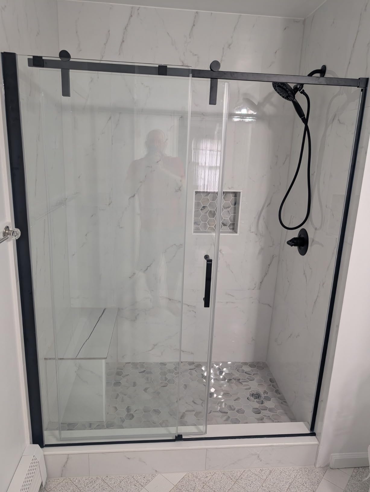 Delta Arvo 14 Series Brushed Nickel Shower Faucet Set with In2ition 2-in-1 Dual Shower Head with HandHeld Spray Combo, Valve Trim Kit, SpotShield Stainless 142840-SP-I (Valve Included) customer photo 1