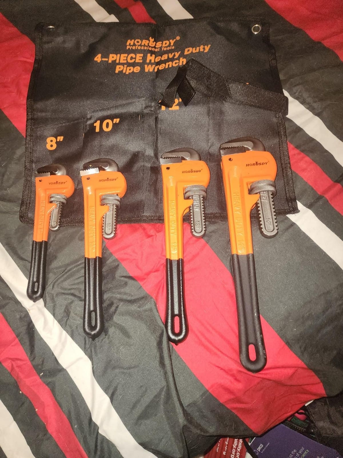 HORUSDY 4 Pack Heavy Duty Pipe Wrench Set, Adjustable 8