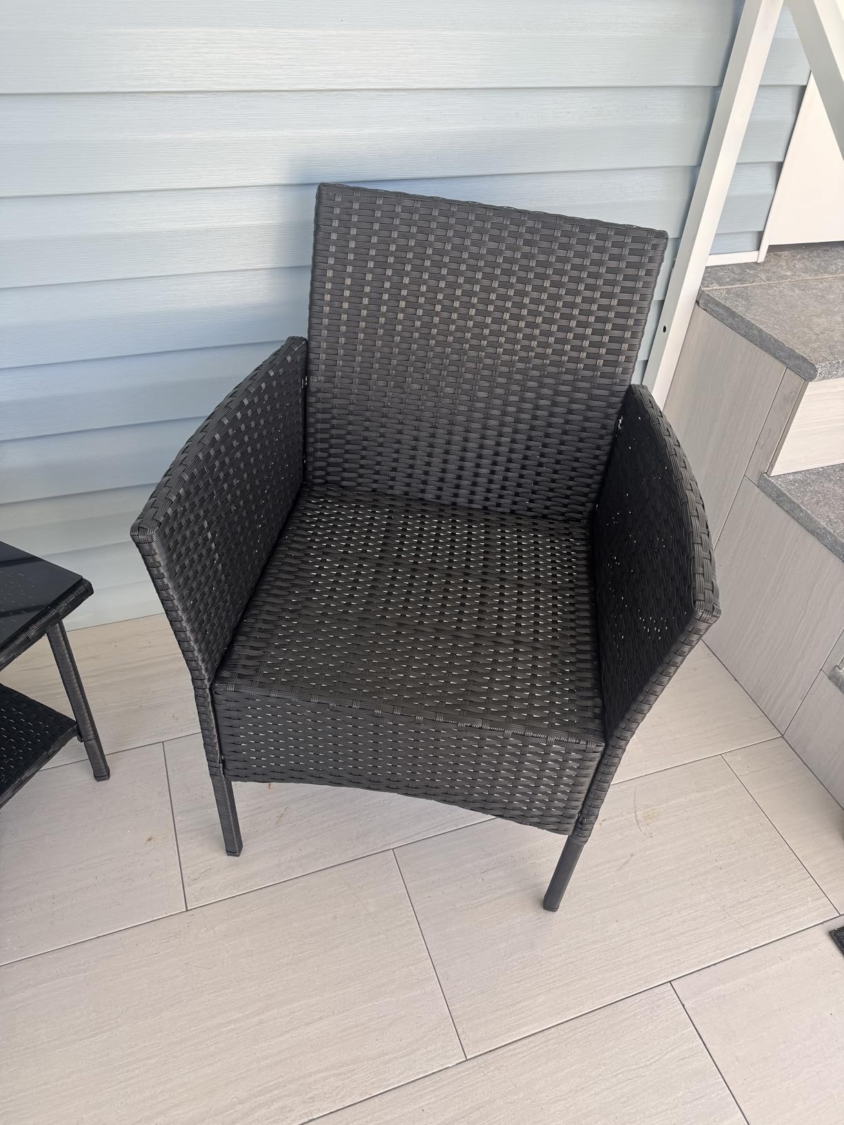 FDW 3-Piece Patio Furniture Set | Black & Beige | Outdoor Wicker Furniture customer photo 2