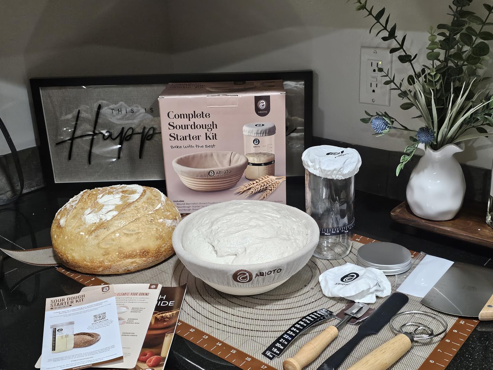 ABIOTO Sourdough Bread Proofing Baskets and Baking Supplies - 14-Piece Kit | 9