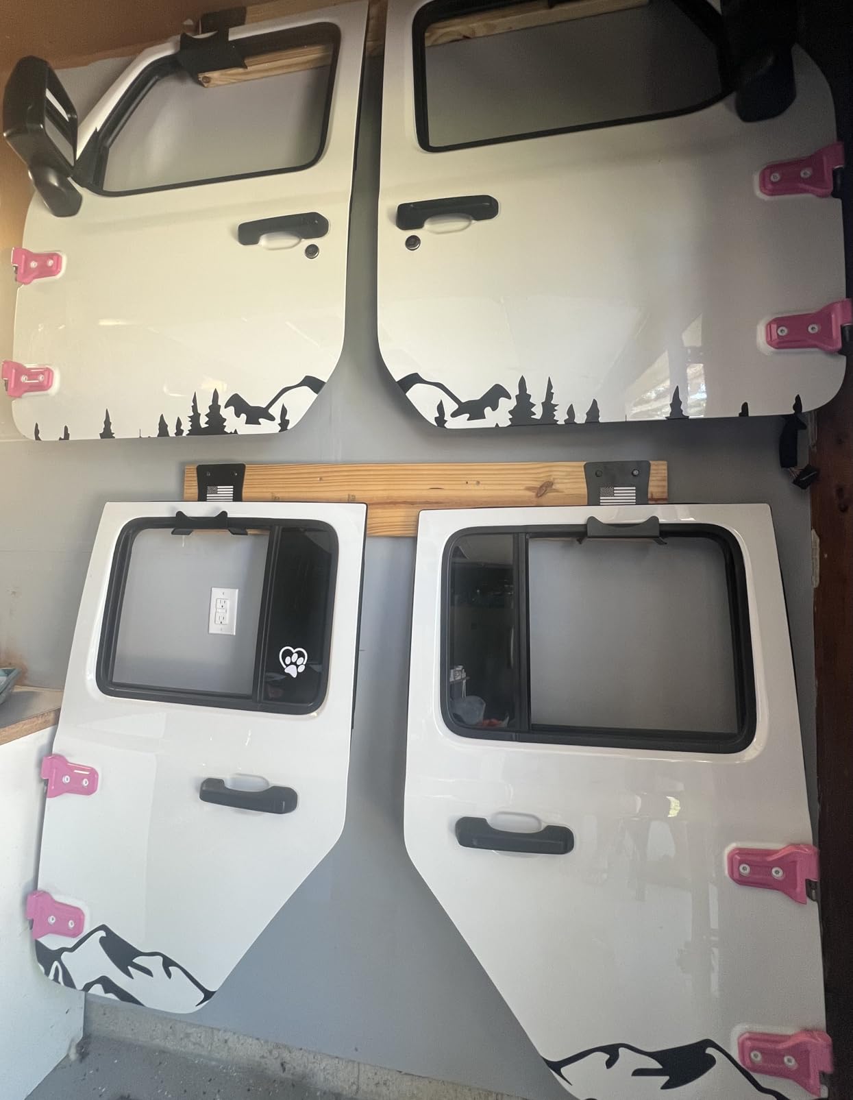 Storage Door Hangers Compatible with 1956-2024 Jeep Wrangler, Wall-Mounted Removable Door Storage Holder with Rubber Lining - 4PACK customer photo 2