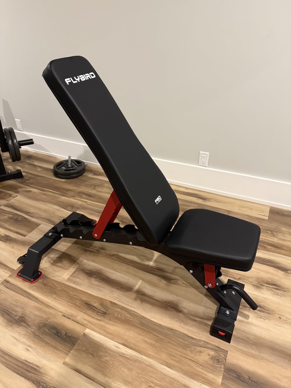 FLYBIRD WB7 Weight Bench, 1300LBS Commercial Adjustable Weight Bench, Workout Bench for Home Gym, Flat Incline Bench Press Heavy Duty Bench with 34'' Extra-Long Backrest and Easy-Roll Wheels customer photo 1