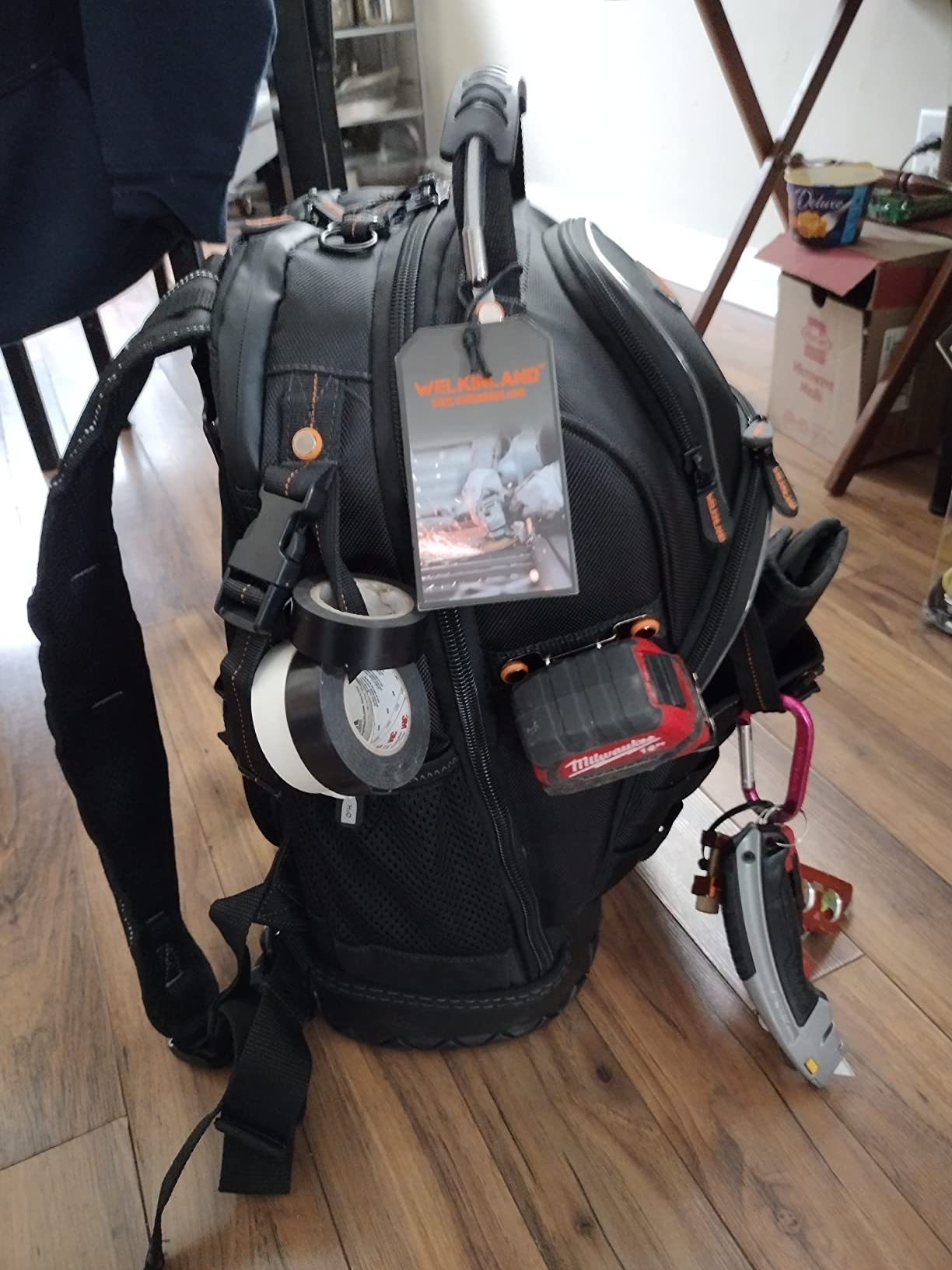 WELKINLAND 77-Pockets Electricians Tool Backpack, Tool Backpack For Men | Hard Bottom HVAC Tools Bag Backpacks, Heavy-Duty Electrician Tool Backpack, Large Contractor Backpack, Tool Backpack HVAC customer photo 1