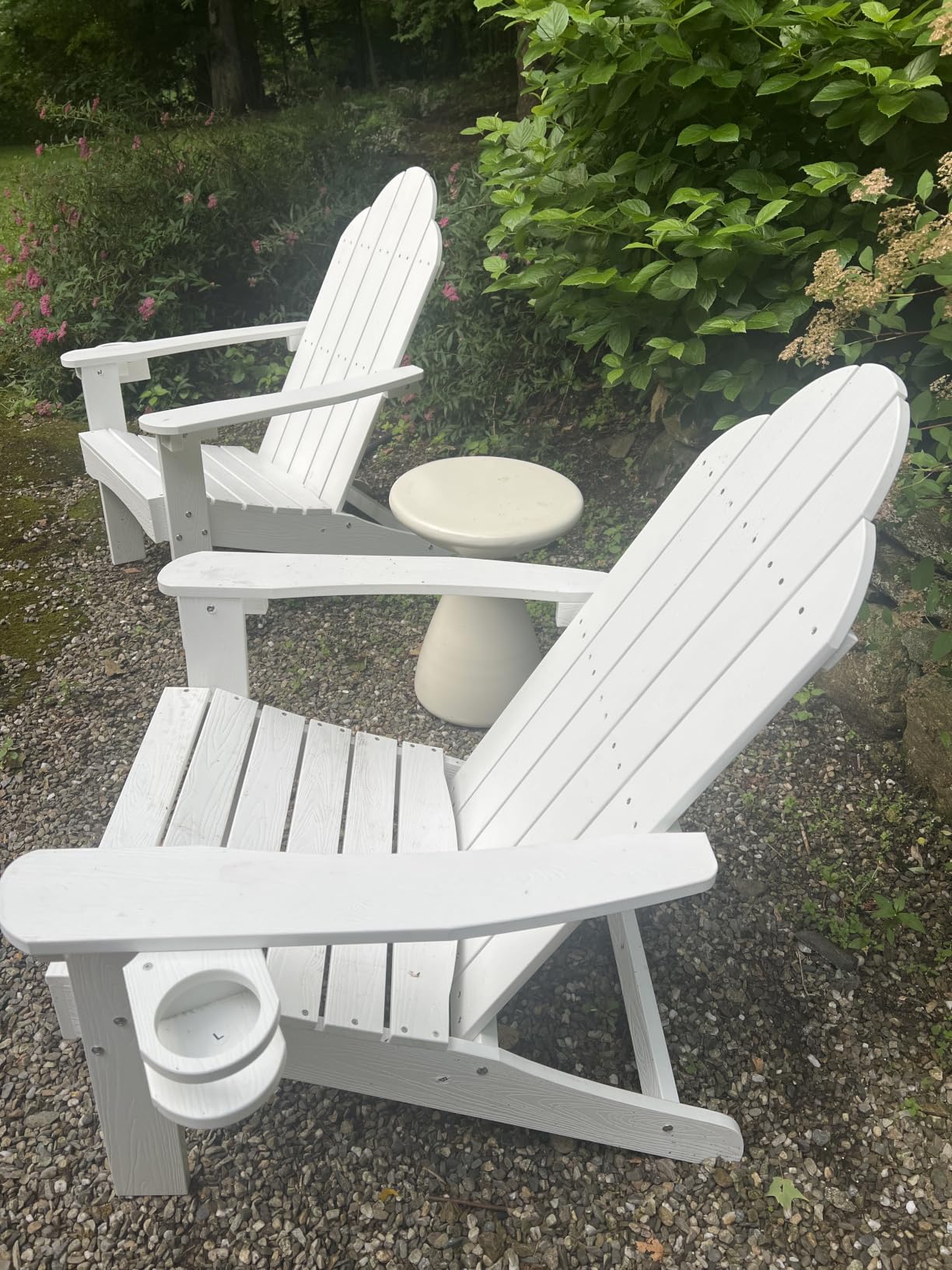 LUE BONA HDPS Outdoor Adirondack Chair, Cup Holder, Set of 4, Black | HDPS poly lumber, all-weather resistant, Low maintenance, built-in cup holder, 350 lbs capacity, for patio deck poolside customer photo 2
