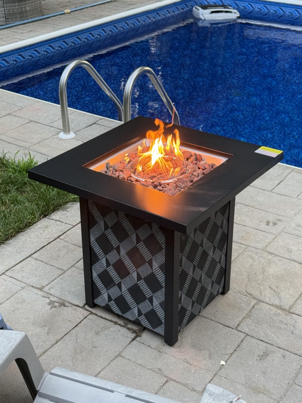 Ciays 28 Inch Propane Fire Pit CSA-Listed Outdoor Fire Pit Table, 50,000 BTU Steel Gas Fire Pits with Lid and Lava Rock, Add Warmth and Ambience to Parties On Patio Deck Garden, Black, CIFPT3-N1 customer photo 2