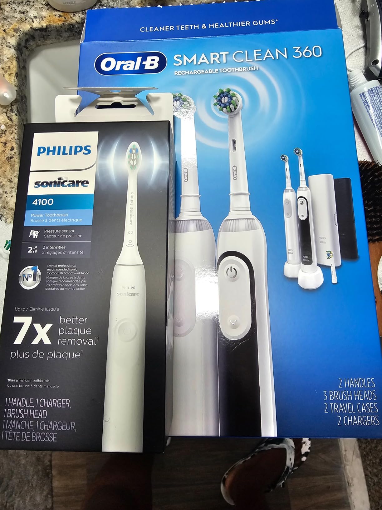 Philips Sonicare 4100 Rechargeable Electric Toothbrush, 1 Brush Head, White | 700% More Plaque Removal, Pressure Sensor, 2 Brush Settings, 2-Minute Guided Timer, 14-Day Battery, HX3681/23 customer photo 1