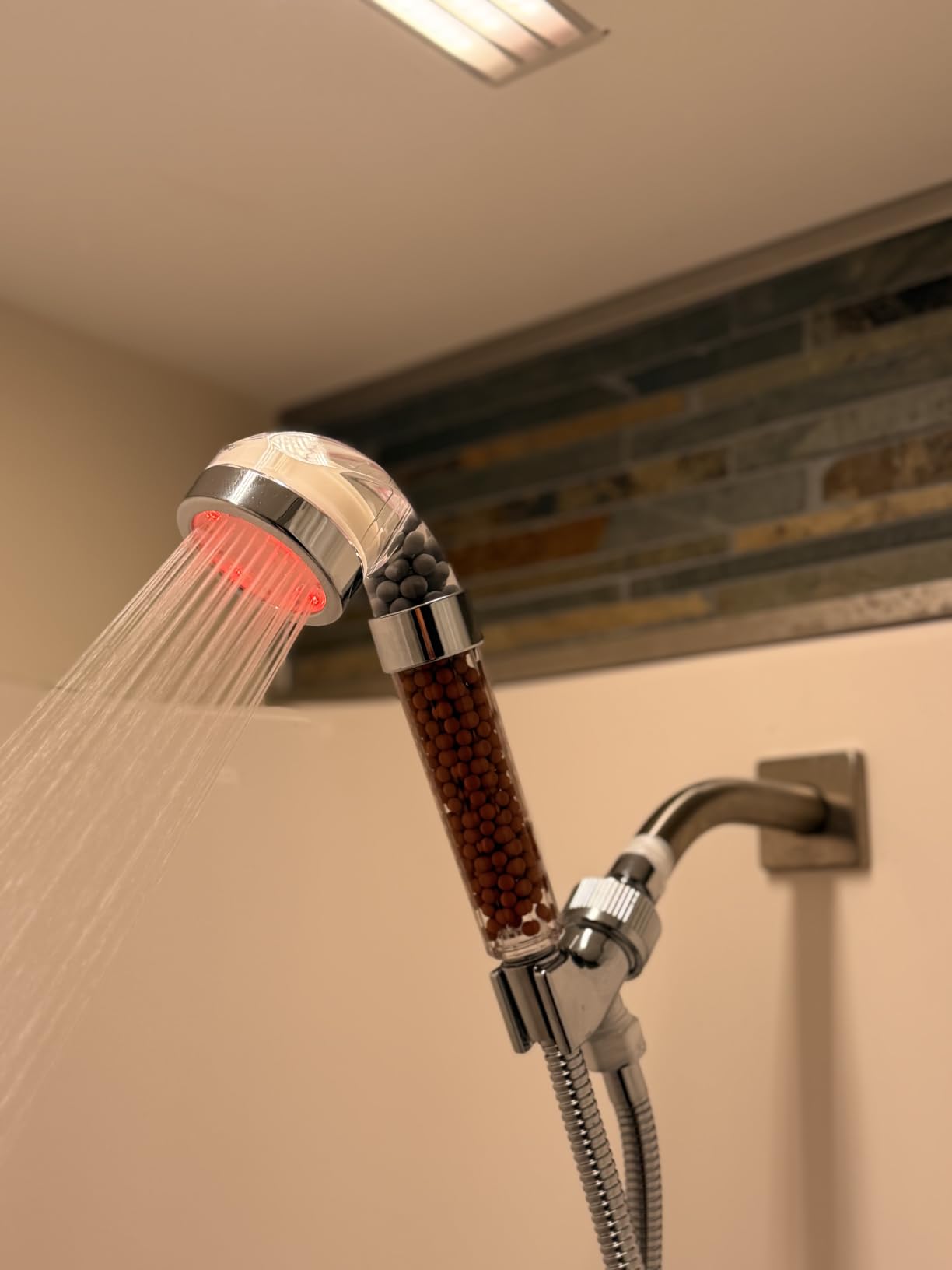 FASTRAS LED Shower Head with Handheld, High Pressure Shower Head with Hose, Holder & PTFE Tape etc, 3 Water Temperature-Controlled Water Saving Filtered Shower Head for Dry Hair & Skin customer photo 2