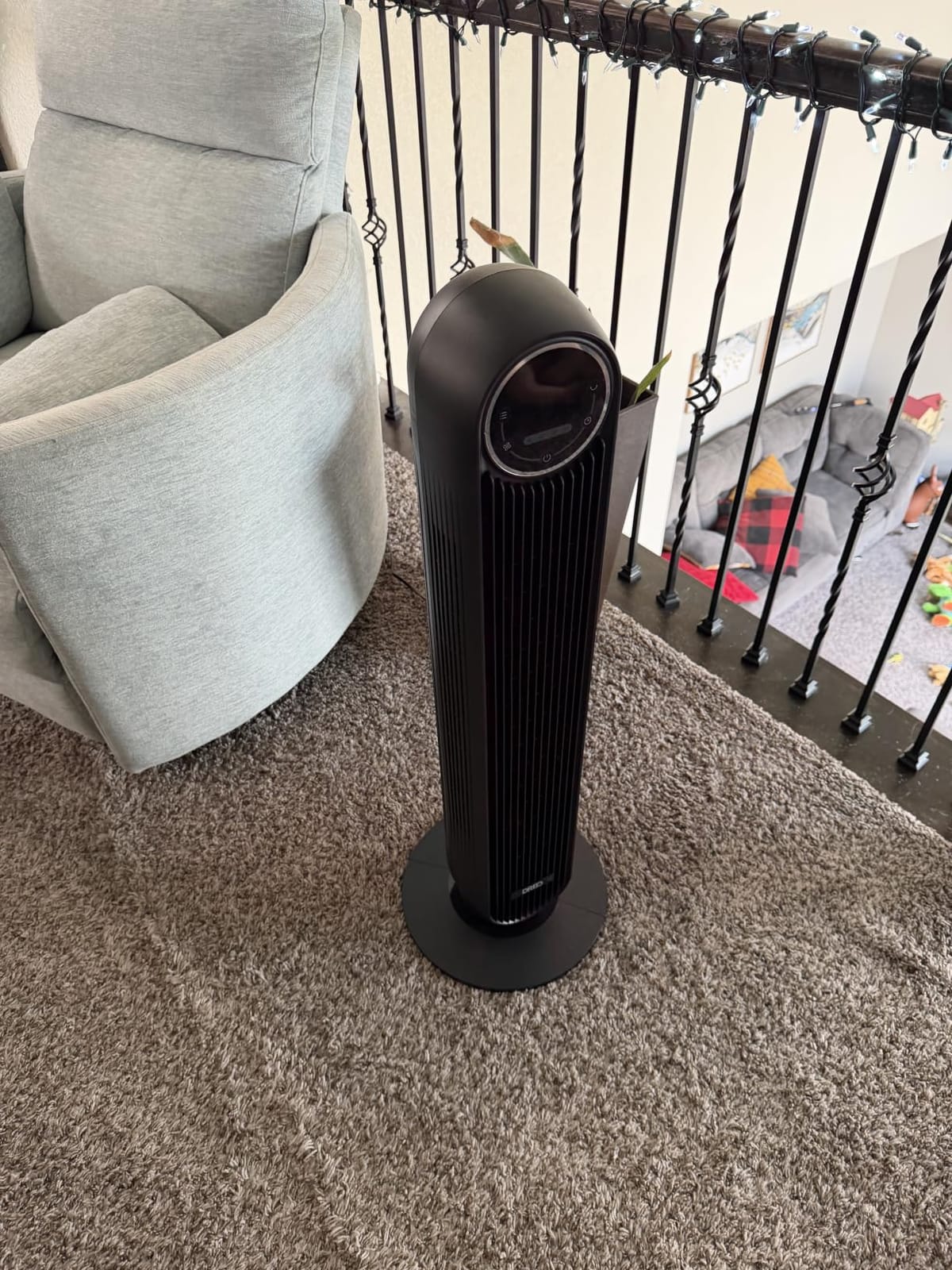 DREO Tower Fan for Bedroom, 28ft/s Velocity, Ultra Quiet Fan, 8 Speeds, 2026 Upgraded DC Motor, 90° Oscillating, 4 Modes Standing Fan, Bladeless Fan for Indoors, Floor Fans with Remote, Black customer photo 1