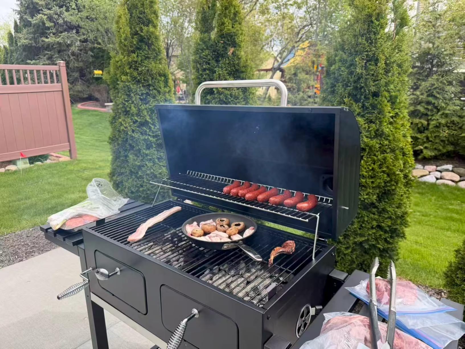 Captiva Designs Charcoal Grills Extra Large Barbecue Grill Heavy Duty, 794 SQ.IN Oversize Cooking Area, Outdoor BBQ Cooking Grill with 2 Individual Lifting Charcoal Trays and Foldable Side Tables customer photo 2