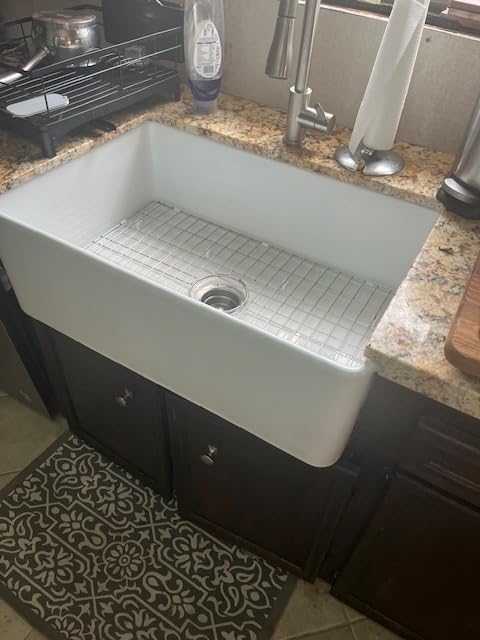 TUKTUK White Farmhouse Sink 33 inch Fireclay Apron Front Farm House Kitchen Sink Single Bowl Deep Drop In Undermount Reversible Heavy Duty Easy to Clean Porcelain Kitchen Basin Modern Luxury Accessory customer photo 1