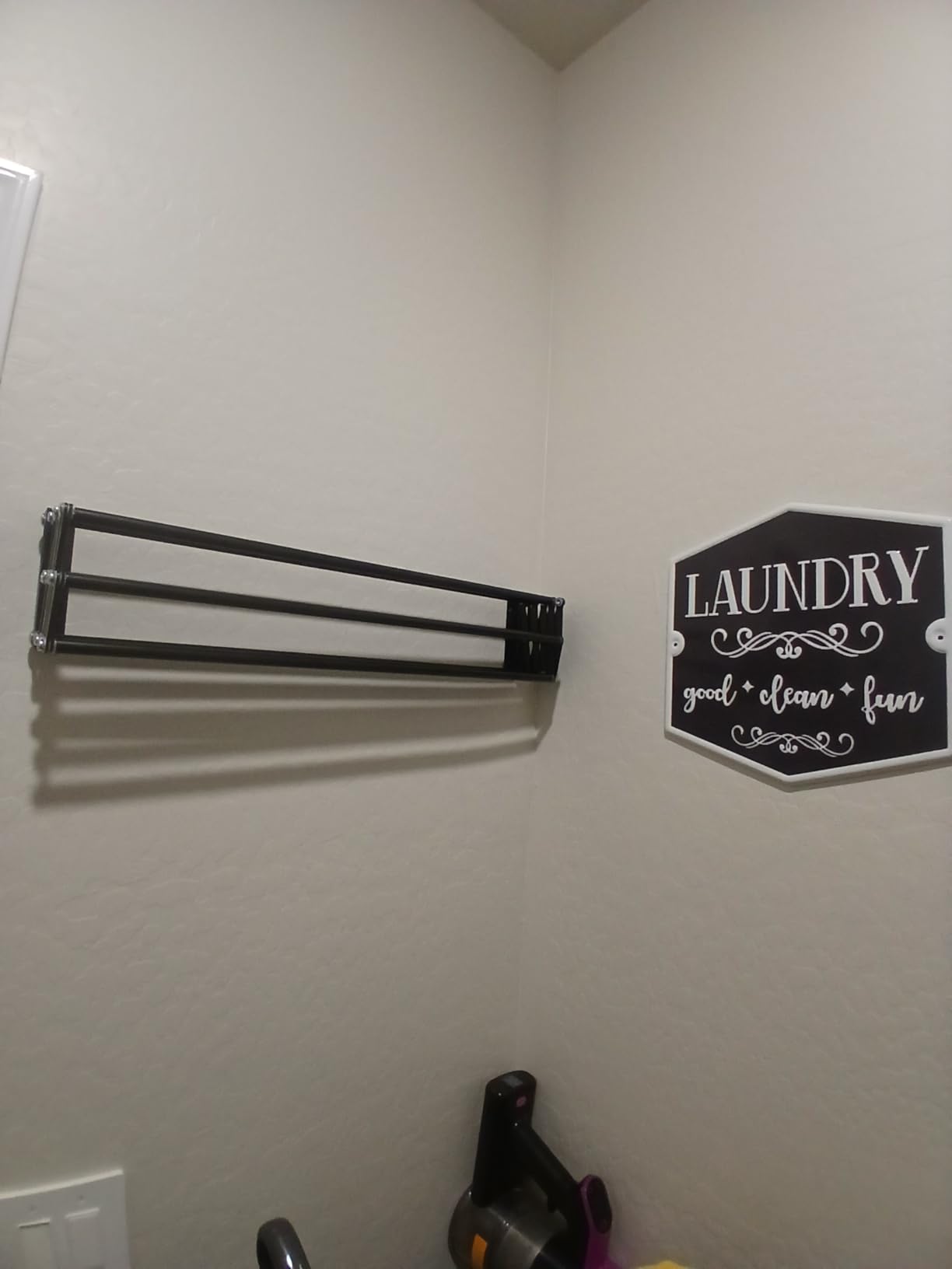 mDesign Steel Wall Mount Accordion Expandable Retractable Clothes Air Drying Rack - 8 Bars for Hanging Garments - Mounted Organizer for Laundry/Utility Room, Bathroom, Garage, Bardo Collection, Black customer photo 2