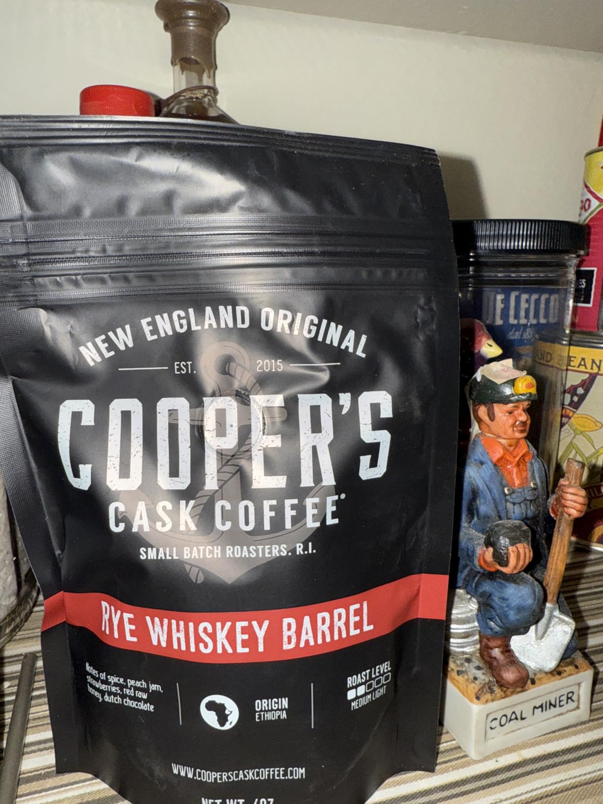 Bourbon & Whiskey Barrel Aged Coffee Box Set - 4-Bag Roasted Coffee Sampler - Bourbon Colombian, Malt Whiskey Sumatra, Rye Whiskey Ethiopian, Rum Barrel Rwanda, (Ground, 4 Ounce (Pack of 4)) customer photo 2