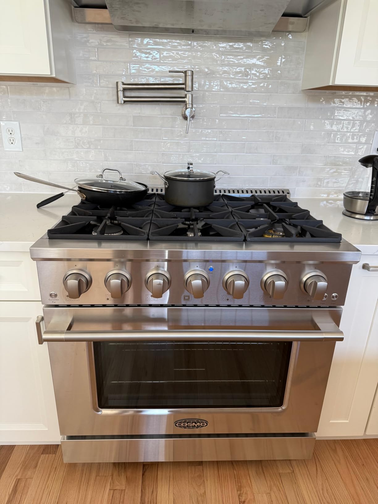 Cosmo COS-GRP486G 48 in. Vista Collection 6.6 cu ft 8 Burner Double Oven Gas Range, Stainless Steel with LED Light Panel, Cast Iron Grates, Auto Re-Ignition, Griddle Attachment customer photo 1
