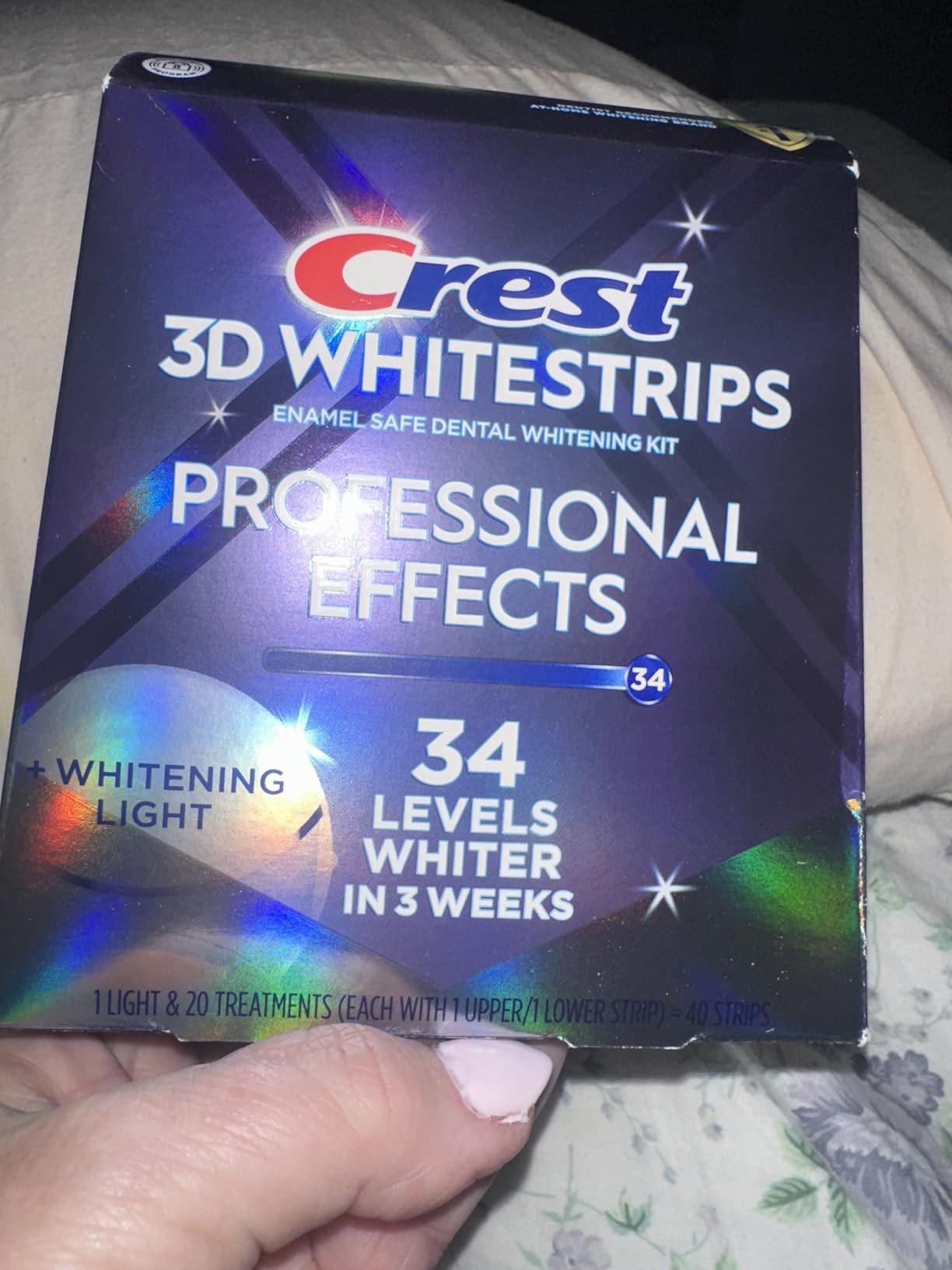 Crest 3D Whitestrips Professional Effects + LED Light - Teeth Whitening Kit, 1 Light + 20 Treatments, 40 Strips customer photo 2