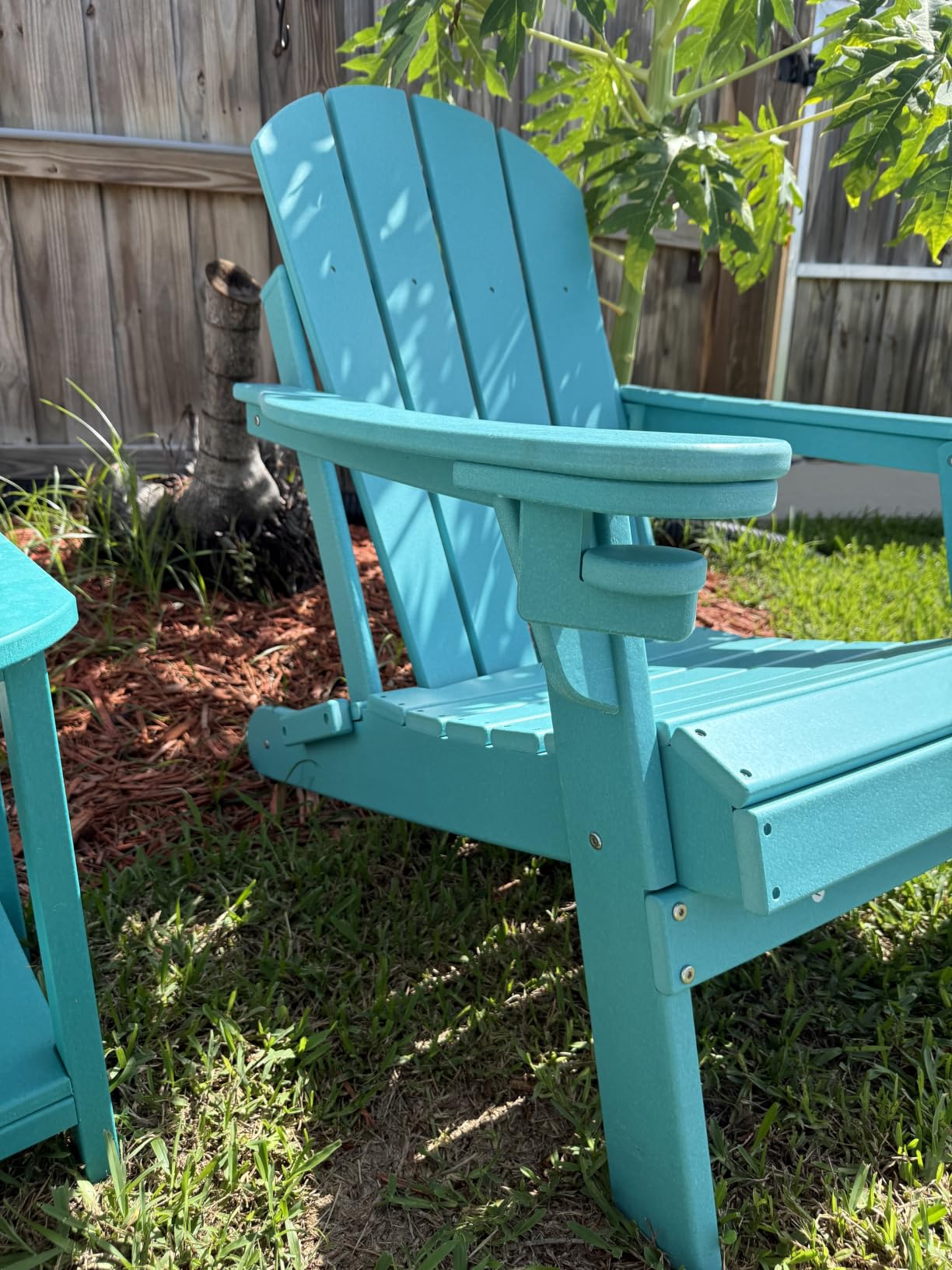 GREENVINES Folding-Adirondack-Chairs Set of 4, HDPE All Weather, Blue customer photo 1