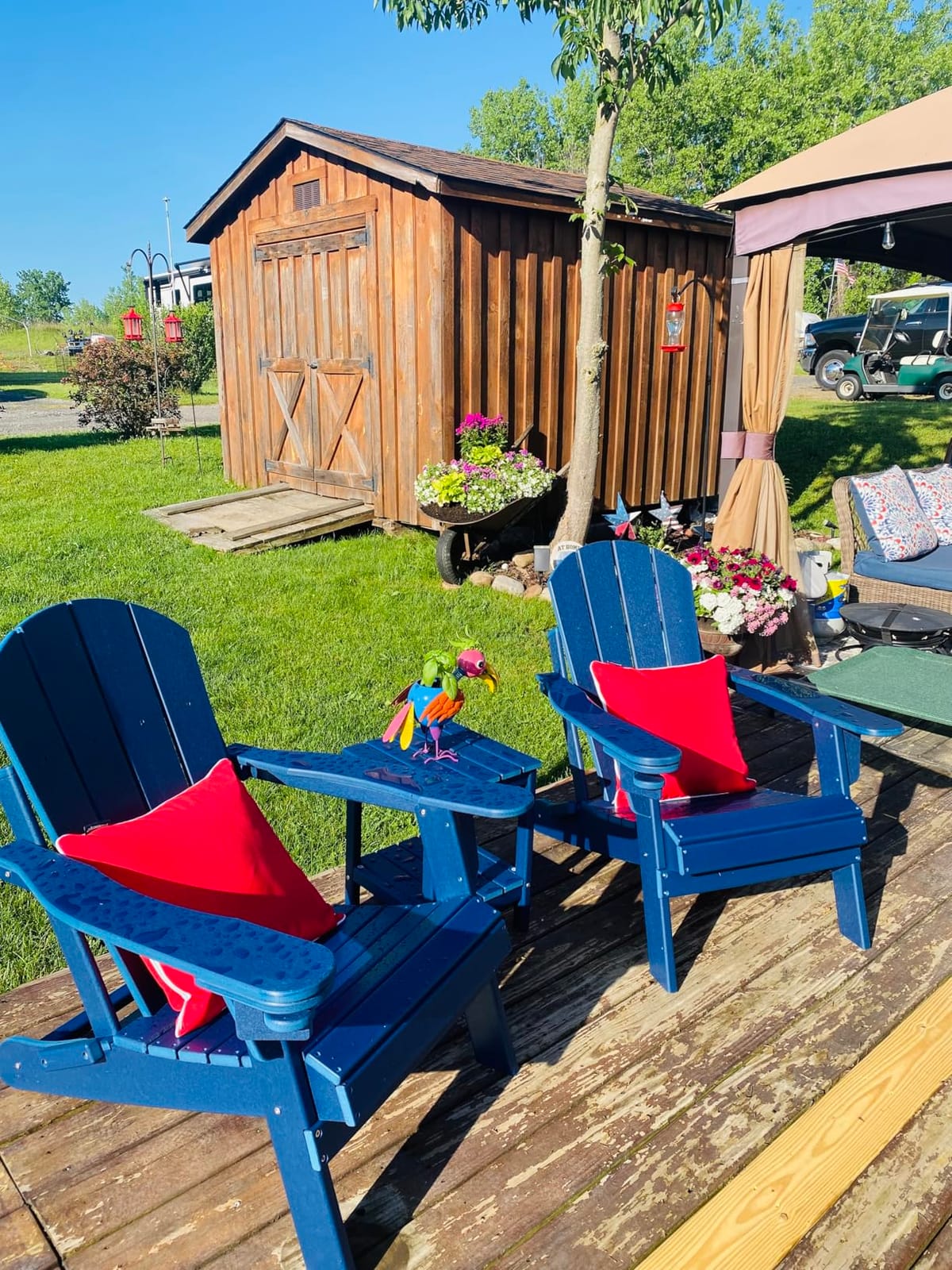 GREENVINES Folding-Adirondack-Chairs Set of 4, HDPE All Weather, Blue customer photo 2