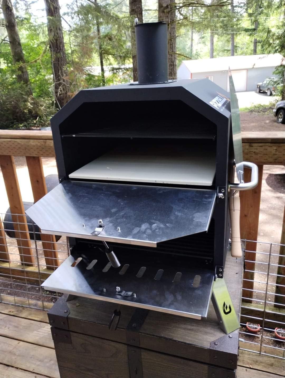 Pizzello Outdoor Pizza Oven Wood Fired 2-Layer Pizza Ovens Outside Pizza Maker with Stone, Pizza Peel, Cover, Removable Cooking Rack for Camping Backyard BBQ (Black) customer photo 2