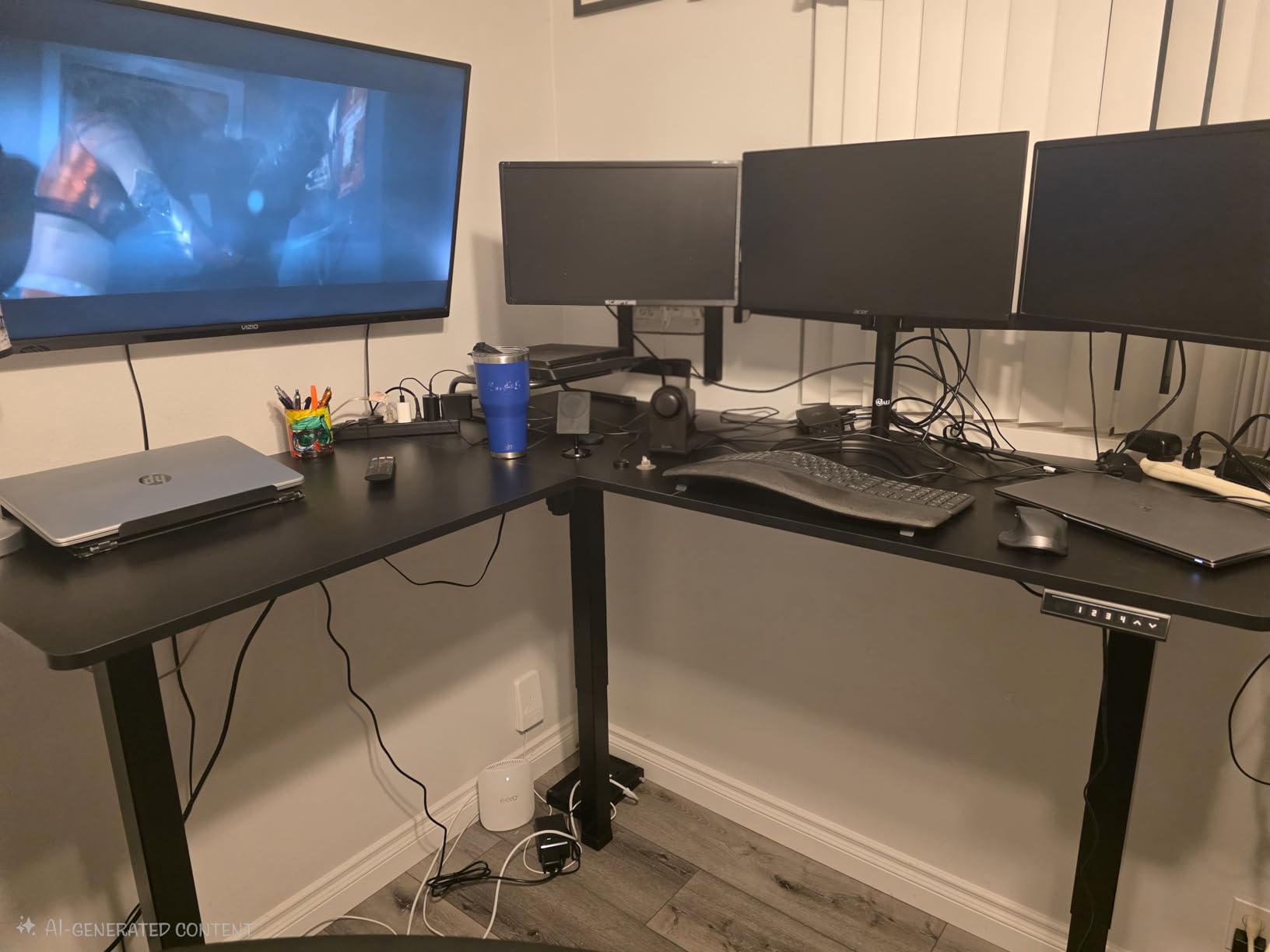 VIVO White 63 x 55 in Corner Standing Desk, DESK-E3CTW | Electric, Holds 225 lbs, Reversible L-Shaped Table, Sit Stand, Height Adjustable, Memory Presets, White Frame customer photo 1