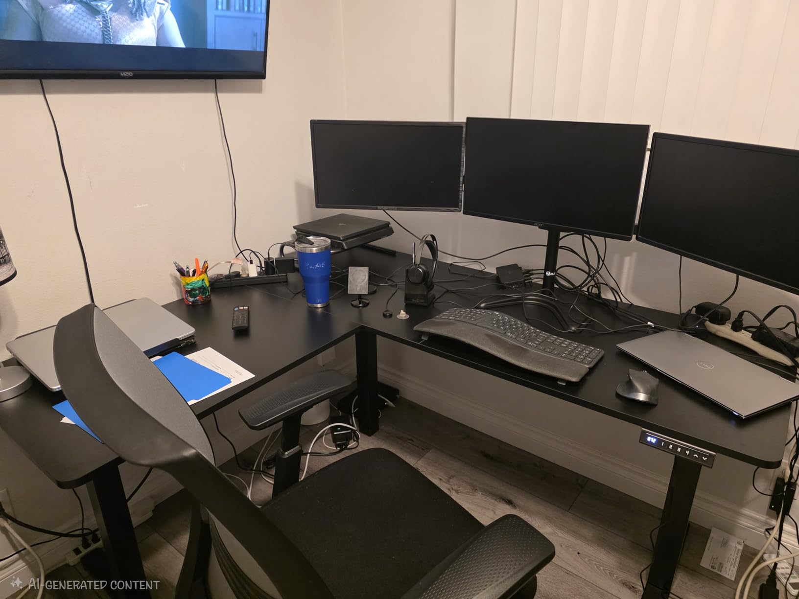 VIVO White 63 x 55 in Corner Standing Desk, DESK-E3CTW | Electric, Holds 225 lbs, Reversible L-Shaped Table, Sit Stand, Height Adjustable, Memory Presets, White Frame customer photo 2