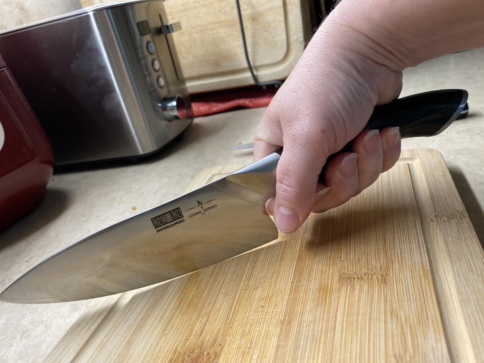 HOSHANHO Kitchen Knife in Japanese High Carbon Steel, Professional High-Class Chef's Knife 8 inch, Non-slip Ultra Sharp Cooking Knives with Ergonomic Handle | Multifunctional, 10Cr15CoMoV, Home Gifts customer photo 1