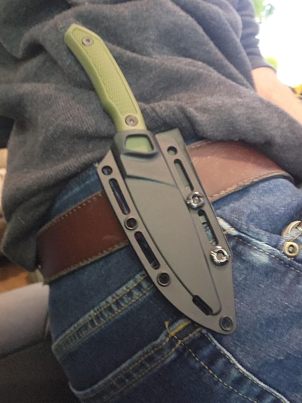 Kershaw Deschutes Caper Fixed Blade Knife, Olive | 3.3 Inch D2 Steel Fixed Clip Point Blade, Full Tang Design, EDC, Molded Sheath, Everyday Carry for Men and Women customer photo 1