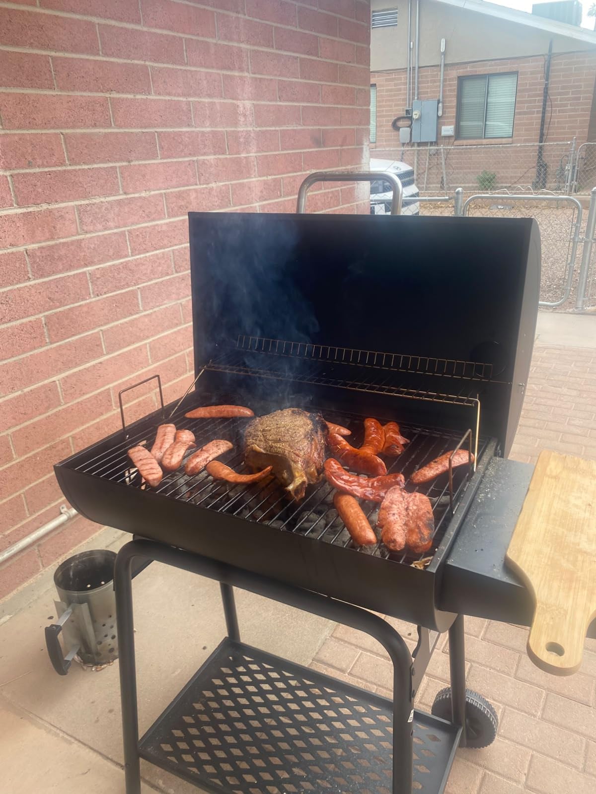 Royal Gourmet CC1830 28 Inch Barrel Charcoal Grill with Warming Rack | Outdoor BBQ Grill with 626 Sq. In. Grilling Space, Side Shelf, for Backyard, Patio and Parties, Black customer photo 2