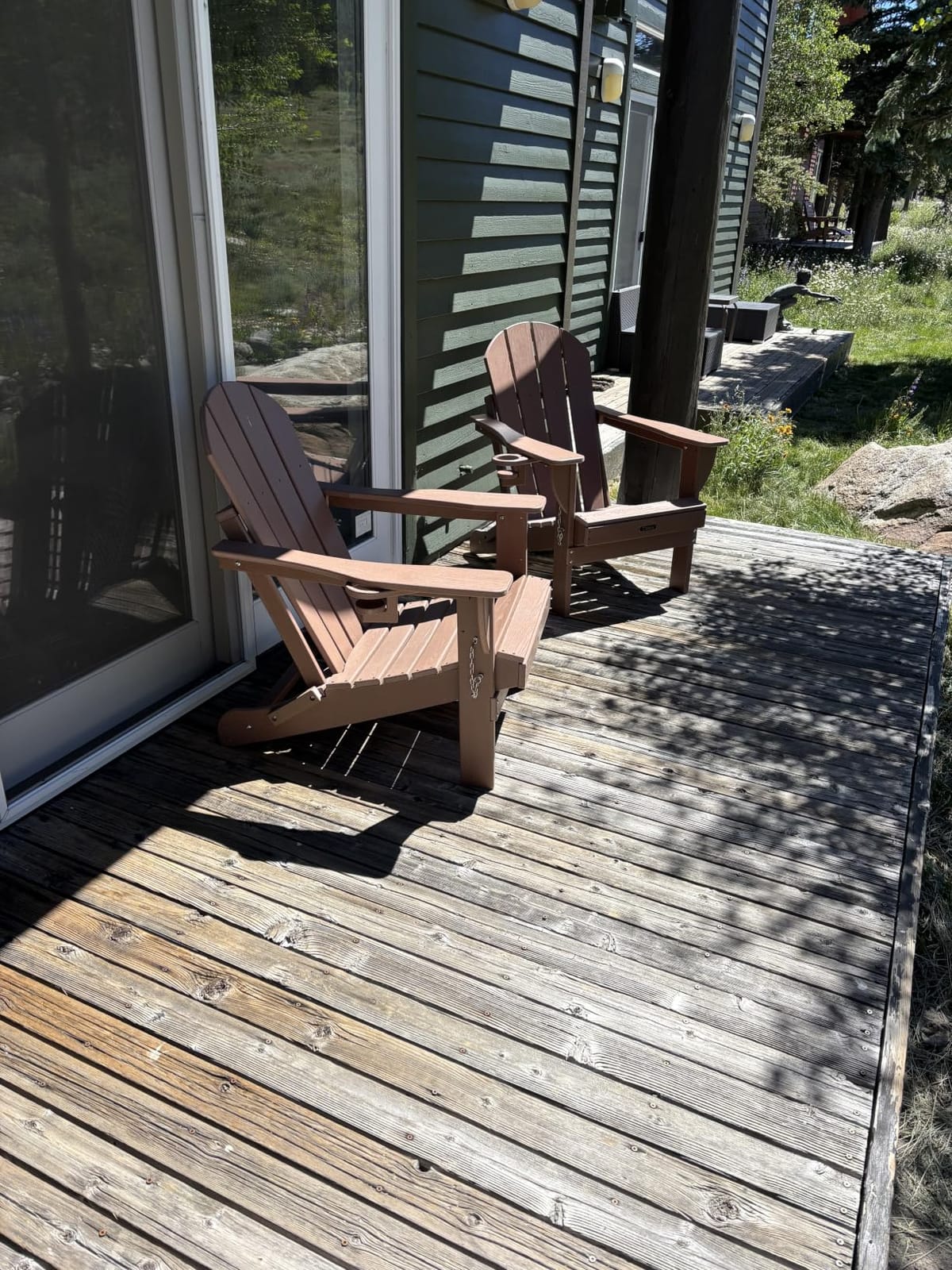 Folding Adirondack Chair HDPE All-Weather Patio, Navy Blue | Wooden Textured, Cup Holder, 380lbs, Rustproof, Fire Pit Outdoor Lawn Poolside Backyard Deck customer photo 2