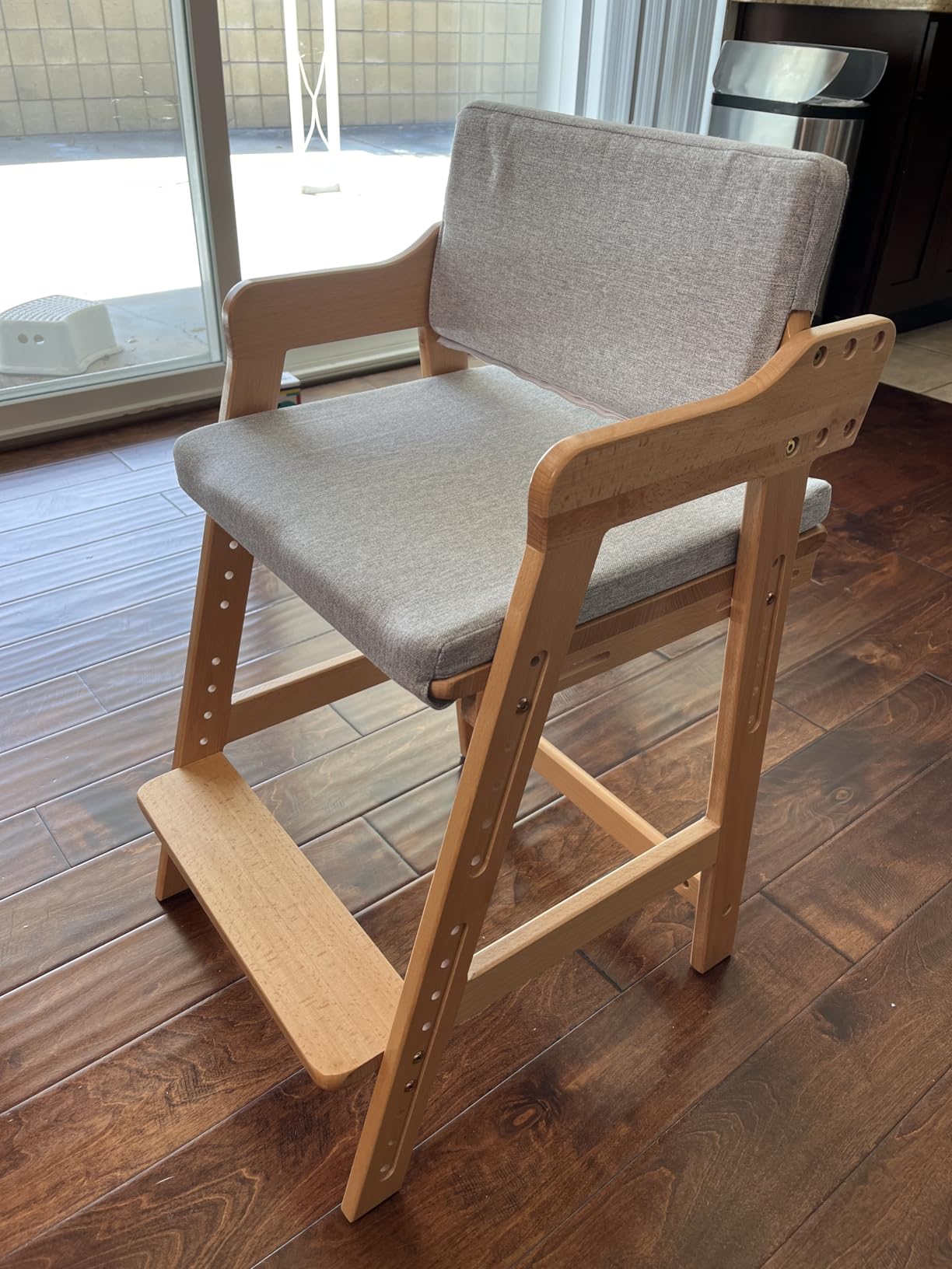 Ezebaby Wooden High Chair for Toddlers to Teens Adjustable Kids Learning Chair with Steps, Child Seats with Removable Cushion (Natural Color) customer photo 1