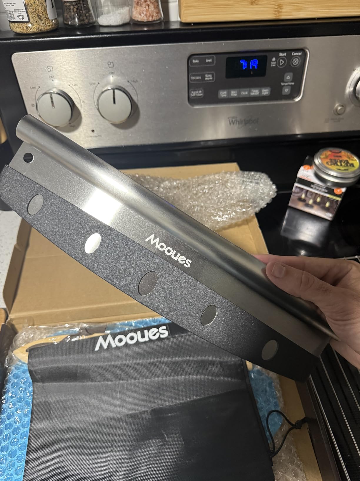 Mooues Pizza Peel Aluminum 12 inch Pizza Spatula with Rocker Cutter | Metal Pizza Paddle(12