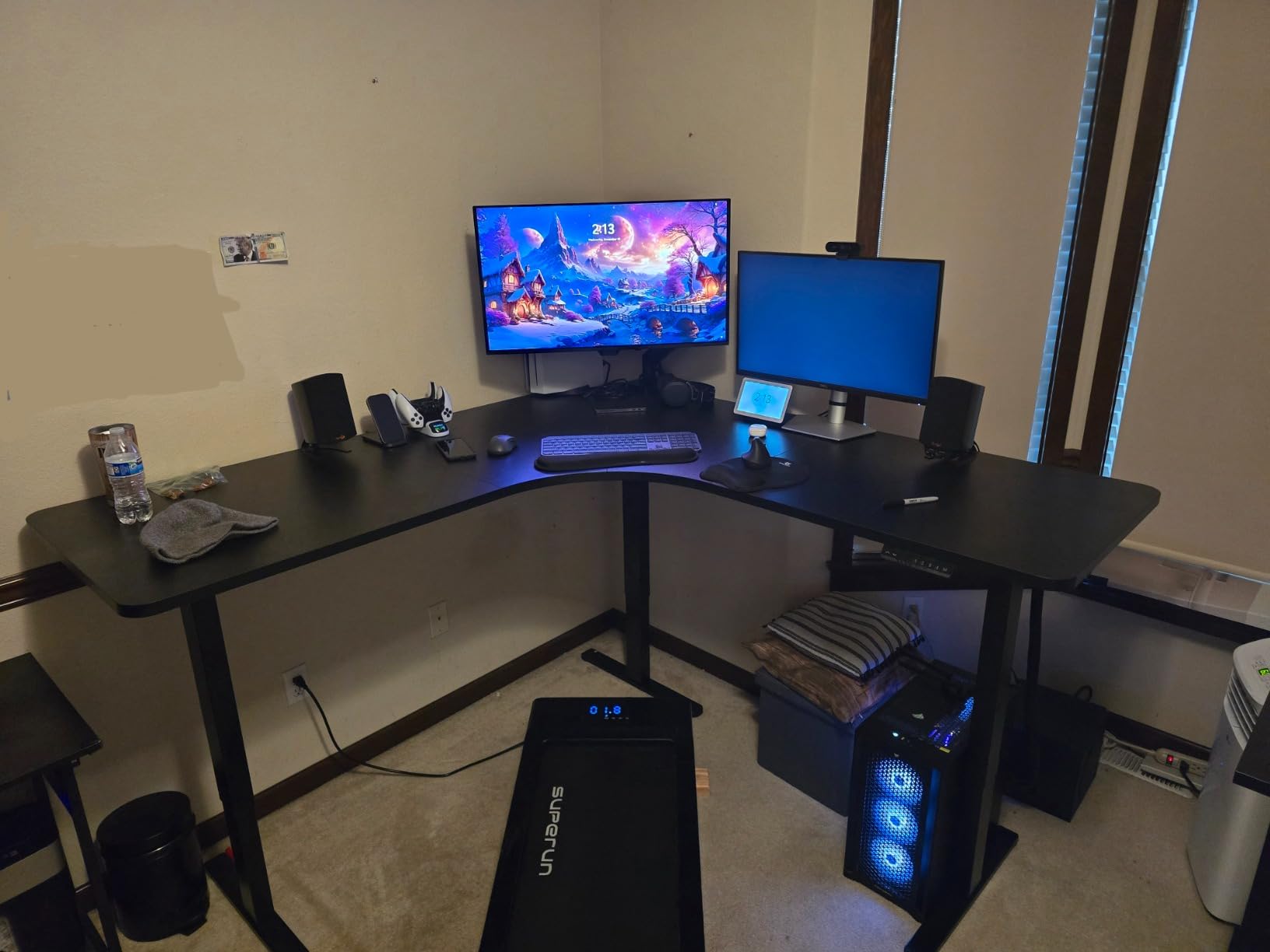 VIVO Black 71 x 71 in Corner Standing Desk, DESK-KIT-E3CB2 | Electric, Triple Motor, Holds 264 lbs, Sit Stand L-Shaped Table, Height Adjustable, Memory Presets, E3C Series, Black Frame customer photo 1