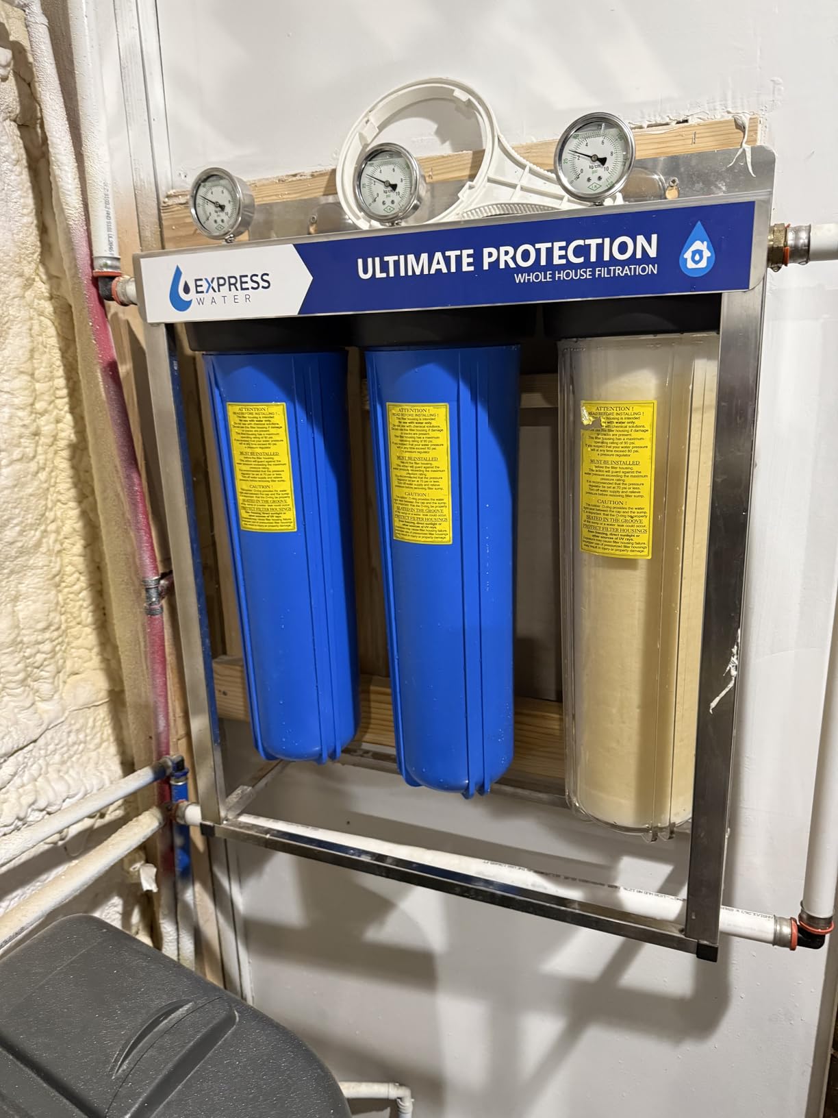 Express Water Whole House Water Filter System, Ultimate Protection, 3-Stage | Reduces Lead, Arsenic, Chromium, Heavy Metals, Chlorine, Anti-Scale Protection, Pressure Release Buttons & 3 Gauges customer photo 1
