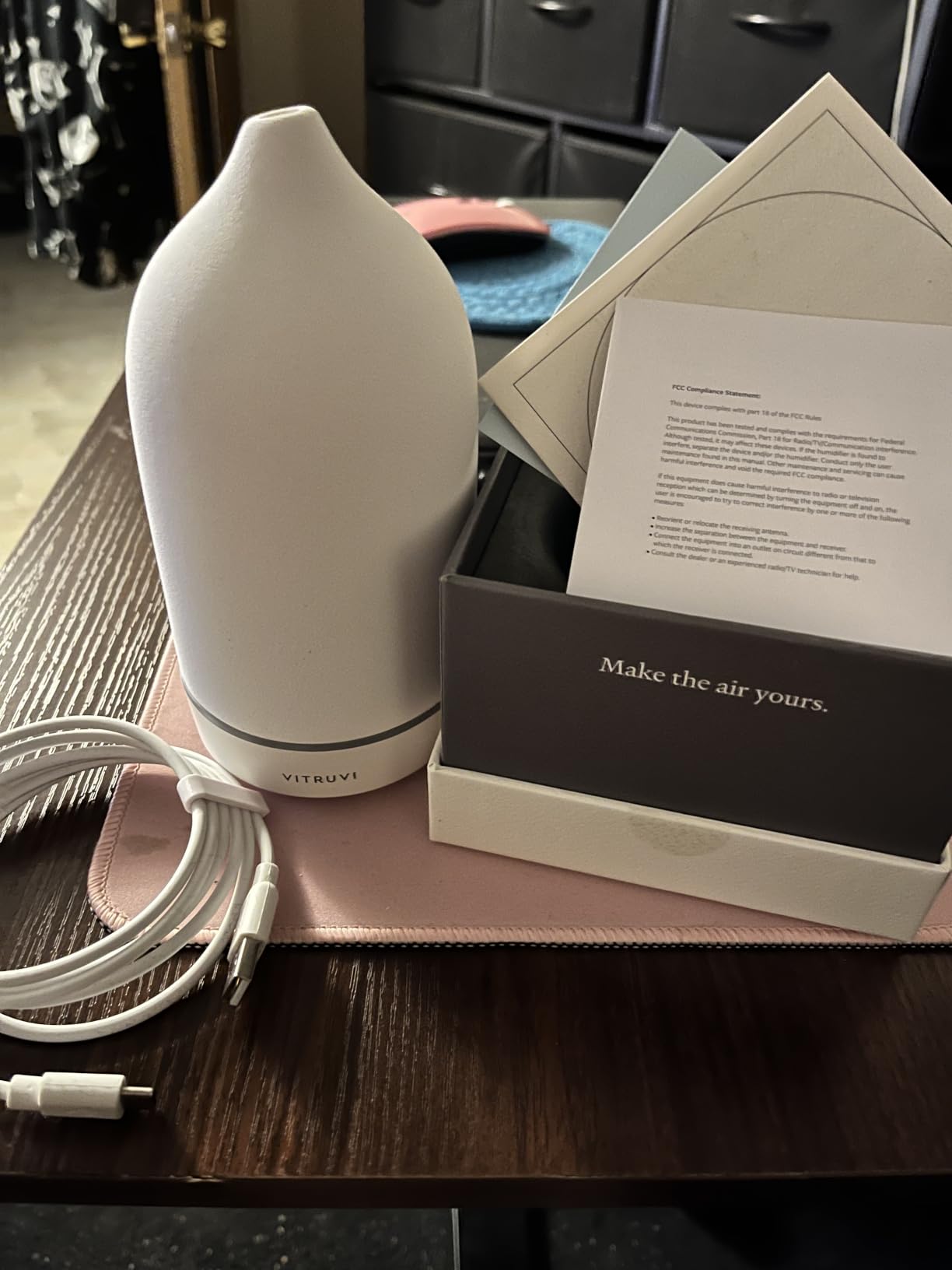 Vitruvi Stone Diffuser, Ceramic Ultrasonic Essential Oil Diffuser for Aromatherapy | Ceramic Diffuser, Diffusers for Home, Oil Diffuser, Housewarming Gift, Original Diffuser | White, 90ml Capacity customer photo 2