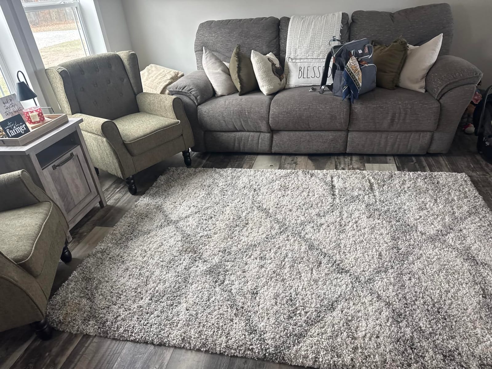 SAFAVIEH Hudson Shag Collection Area Rug - 6' x 9', Distressed Grey & Ivory, Trellis Design, Non-Shedding & Easy Care, 2-inch Thick Ideal for High Traffic Areas in Living Room, Bedroom (SGH281K) customer photo 1