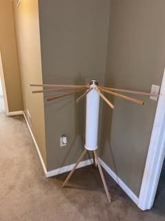 JOOM Clothes Drying Rack, Clothing Stand, Foldable Laundry Drying Rack, Portable clothes rack with wooden rods, plastic cylinder and tripod base for apartments, balconies, RVs, camping and travel customer photo 1