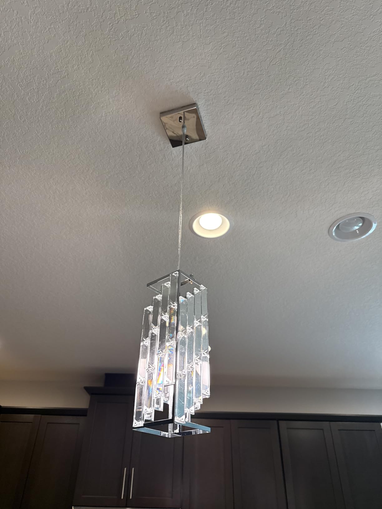 Chrome Pendant Lighting Modern Pendant Light, Mini Crystal Chandeliers, Adjustable Pendant Light Fixture for Kitchen Island Dining Room Bedroom (3 Pack) customer photo 1
