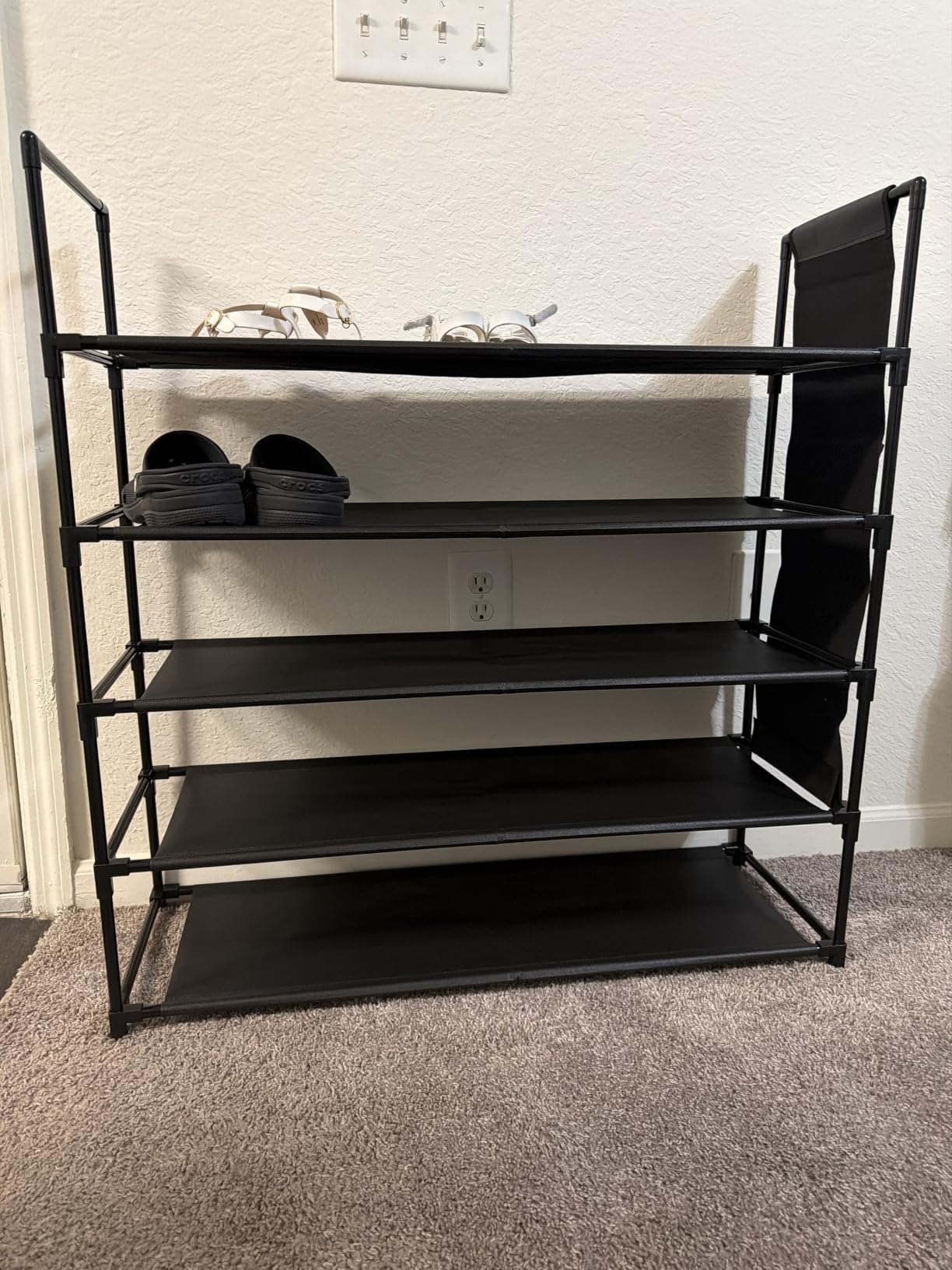 Shoe Rack 5 Tier 20-25 Storage Capacity Shoes Organizer | Closet, Entryway, Garage, Door Entrance, Space Saving Shoes Holder Stand, Sturdy Metal Free Standing Boot Shelf Tower Black customer photo 1