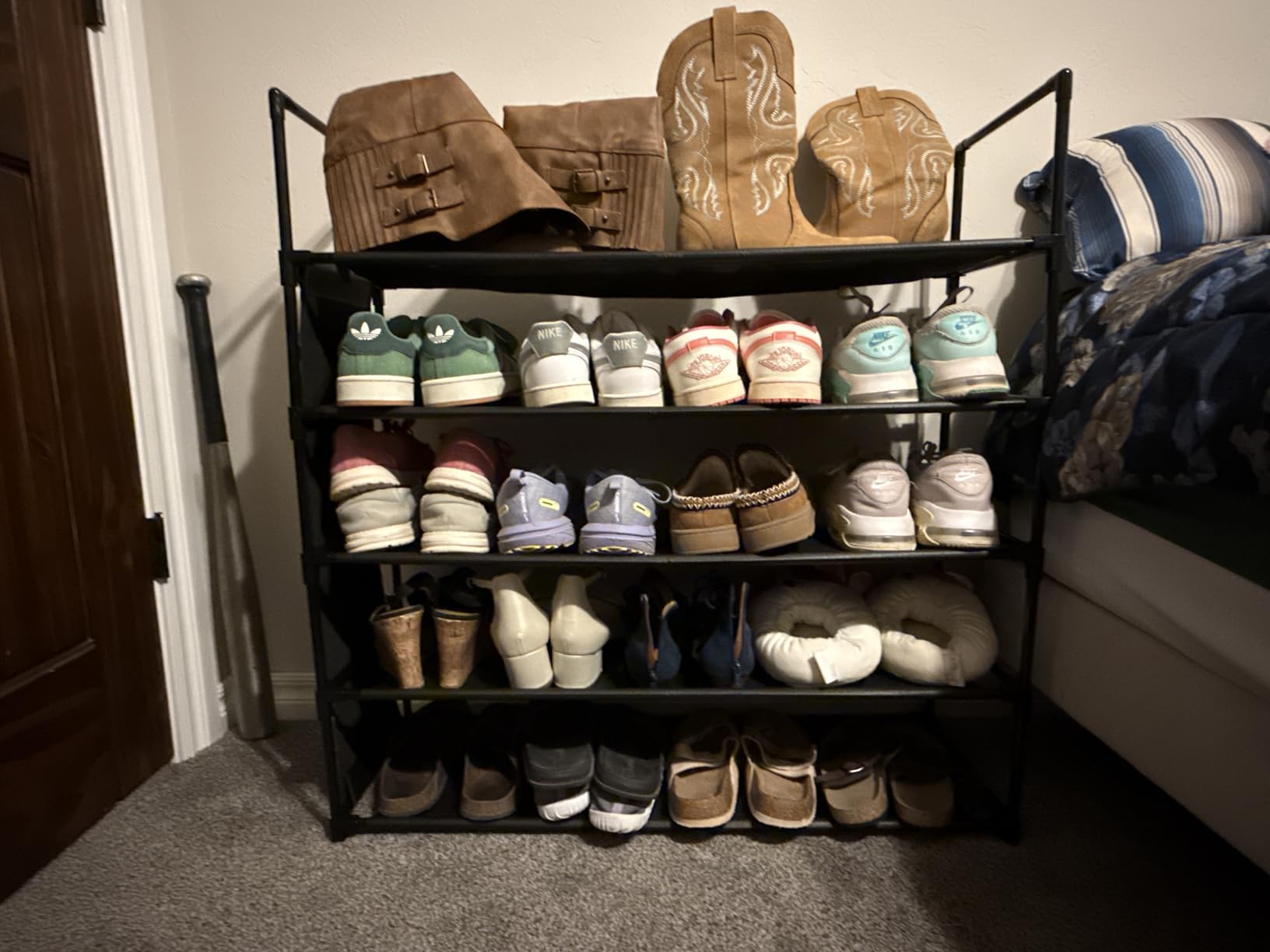 Shoe Rack 5 Tier 20-25 Storage Capacity Shoes Organizer | Closet, Entryway, Garage, Door Entrance, Space Saving Shoes Holder Stand, Sturdy Metal Free Standing Boot Shelf Tower Black customer photo 2