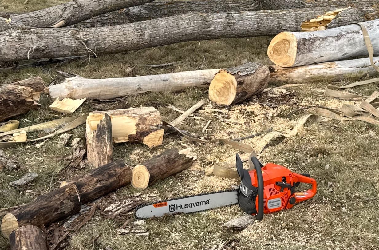 Husqvarna 450 Rancher 20 Inch Gas Chainsaw, 50.2-cc 3.2-HP, 2-Cycle X-Torq Engine, For Tree Pruning, Yard Cleanups and Firewood Cutting customer photo 1